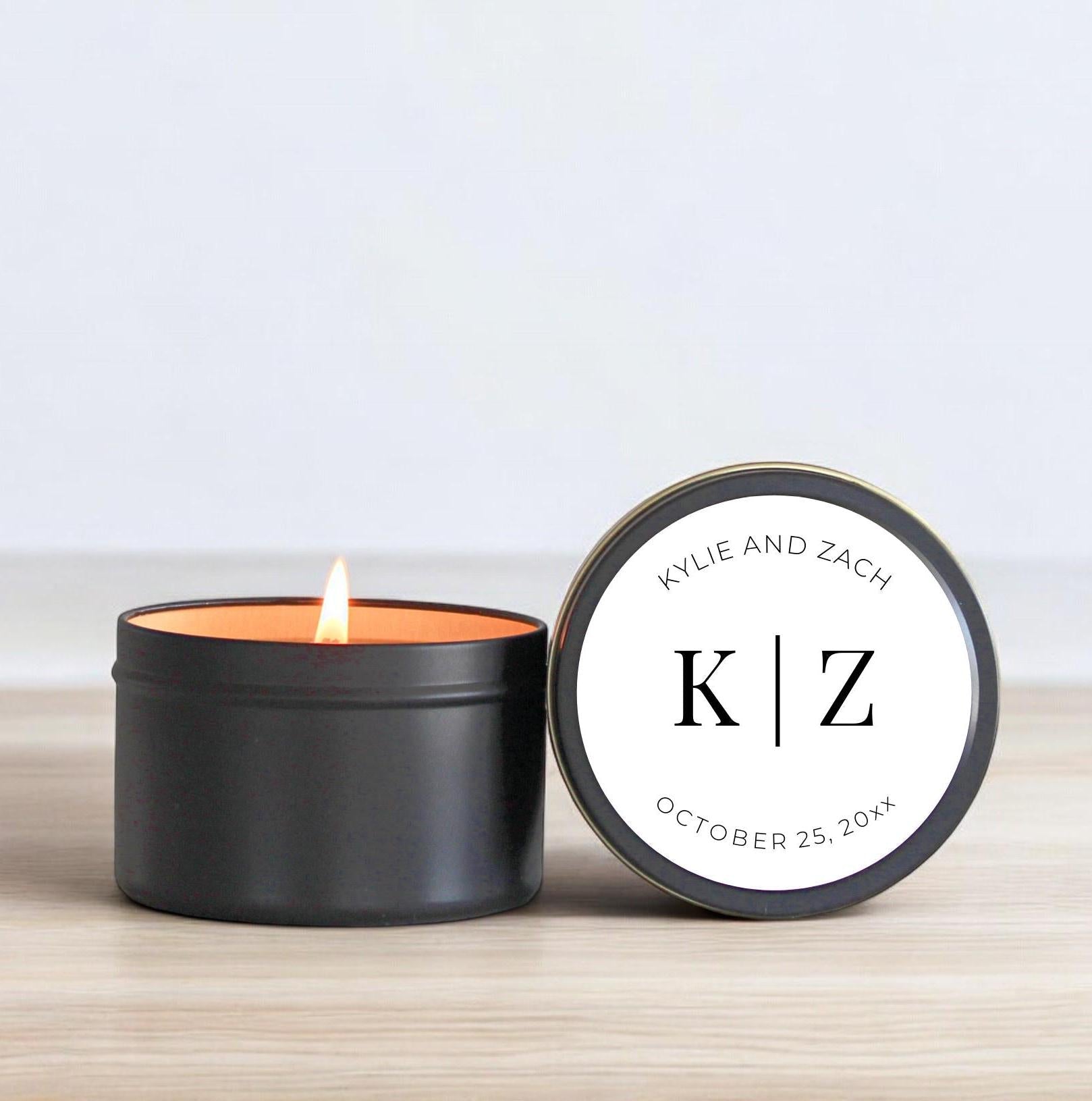 Personalized Initials Wedding Favor Tins-Set Of 10 - The Dancing Wick