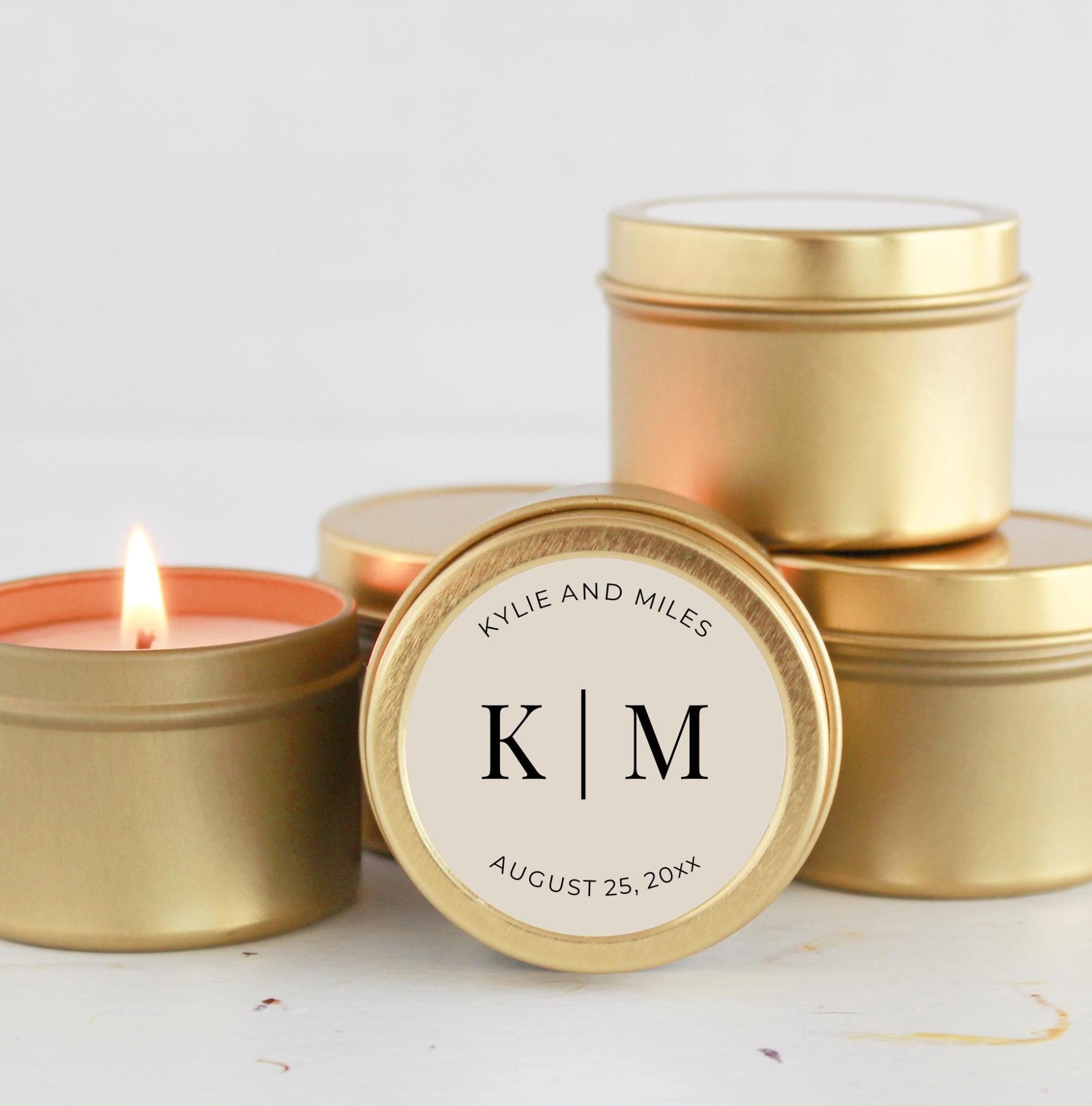 Personalized Initials Wedding Favor Tins-Set Of 10 - The Dancing Wick