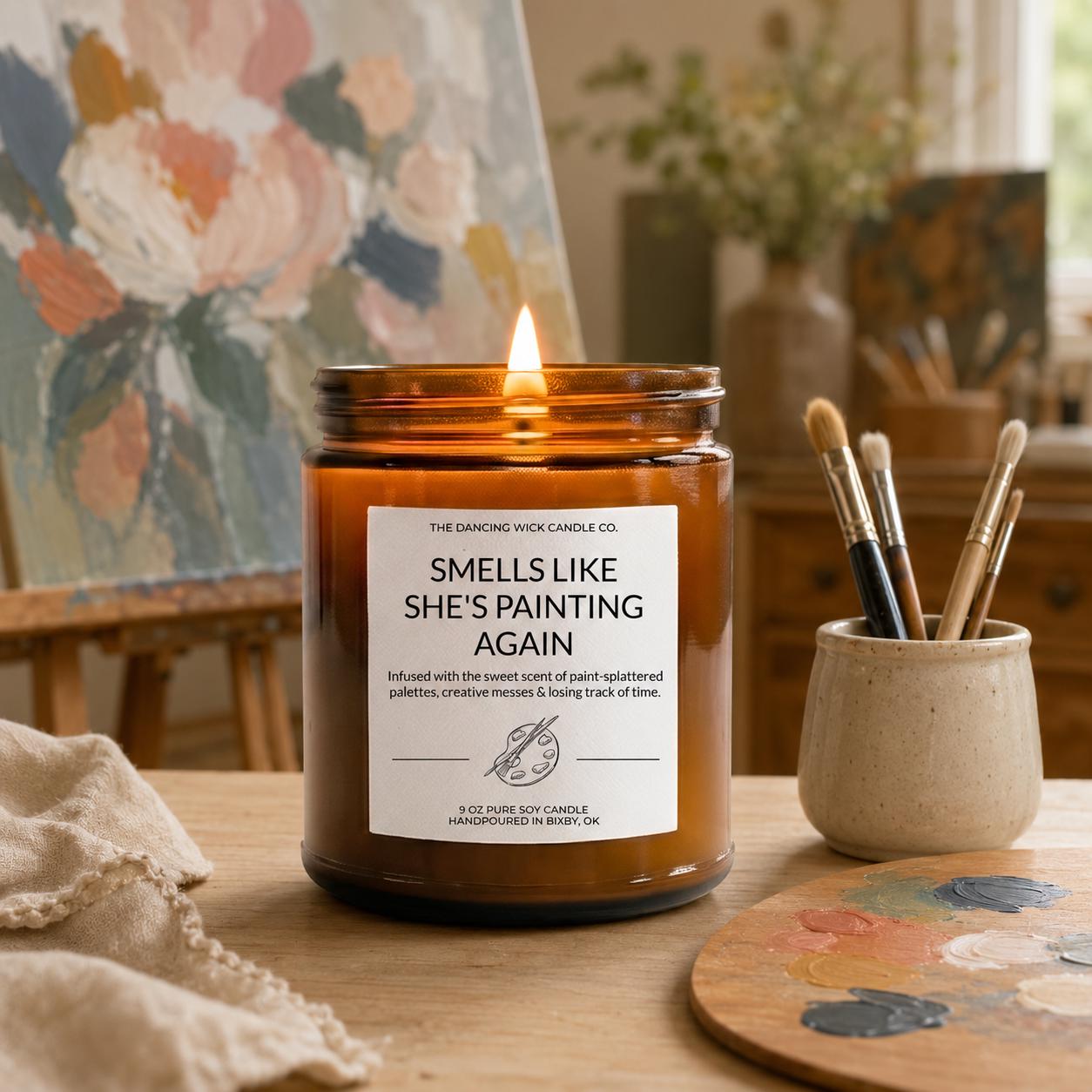 Personalized Painter Amber Candle - The Dancing Wick