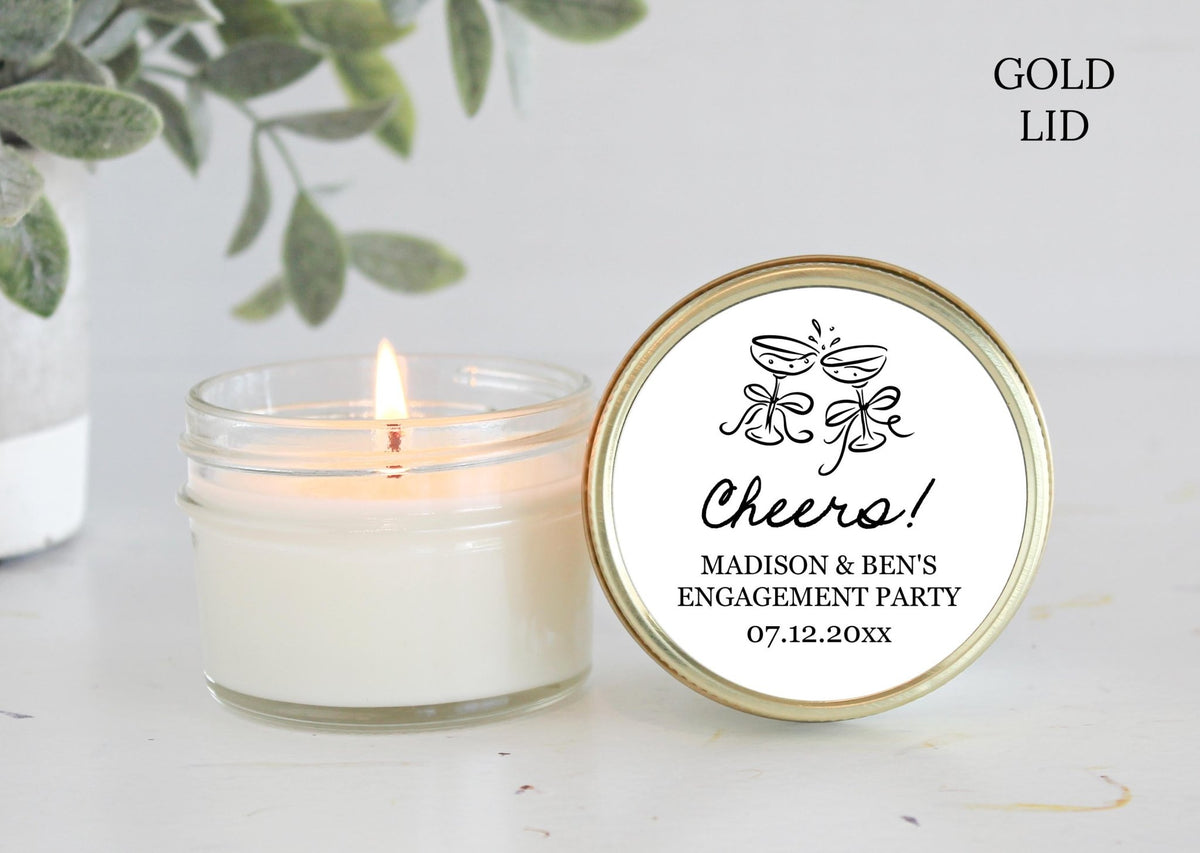 Personalized Wedding Favor Candles – Hand drawn Champagne Style - The Dancing Wick