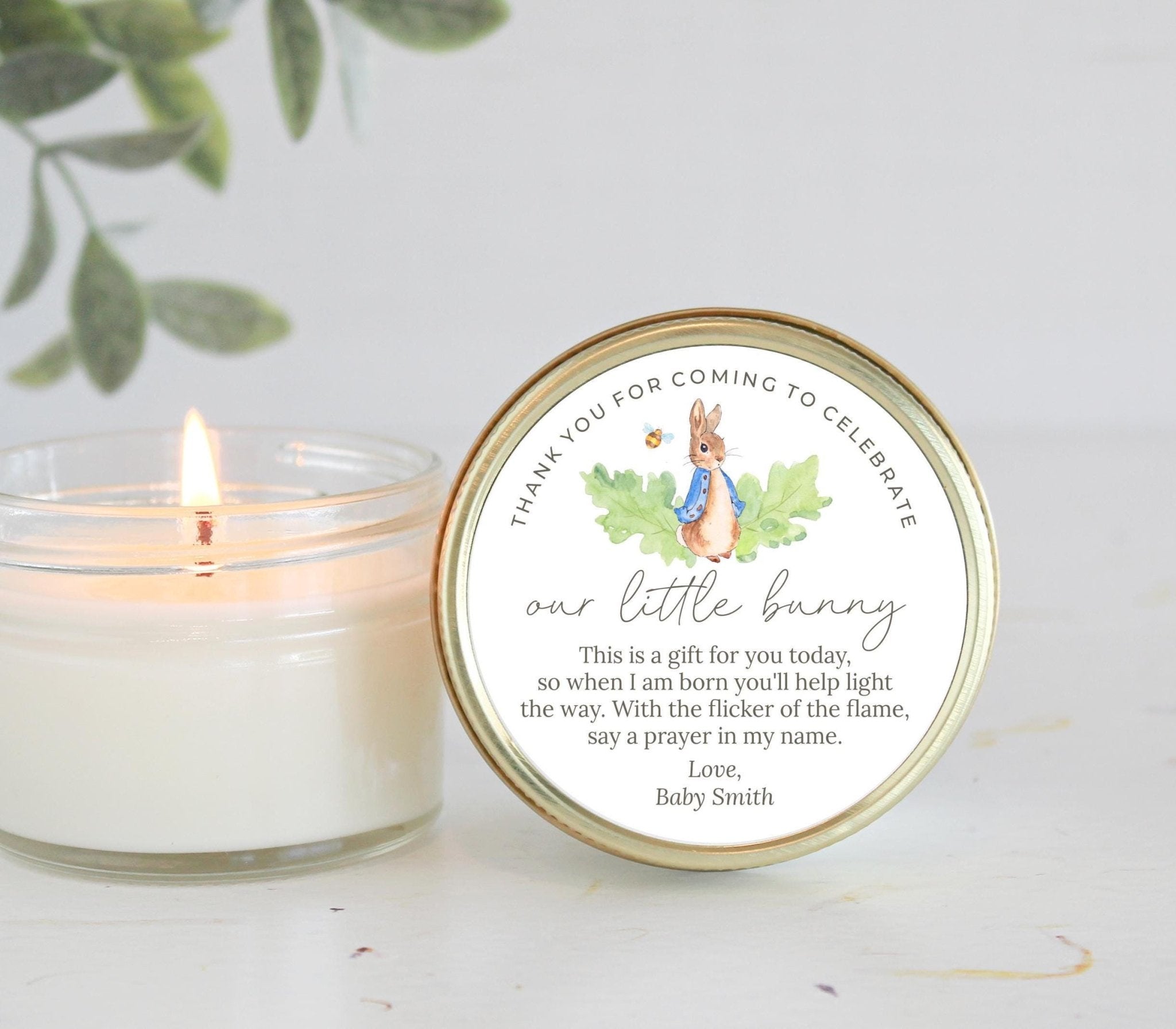 Peter Rabbit Baby Shower Favor - The Dancing Wick