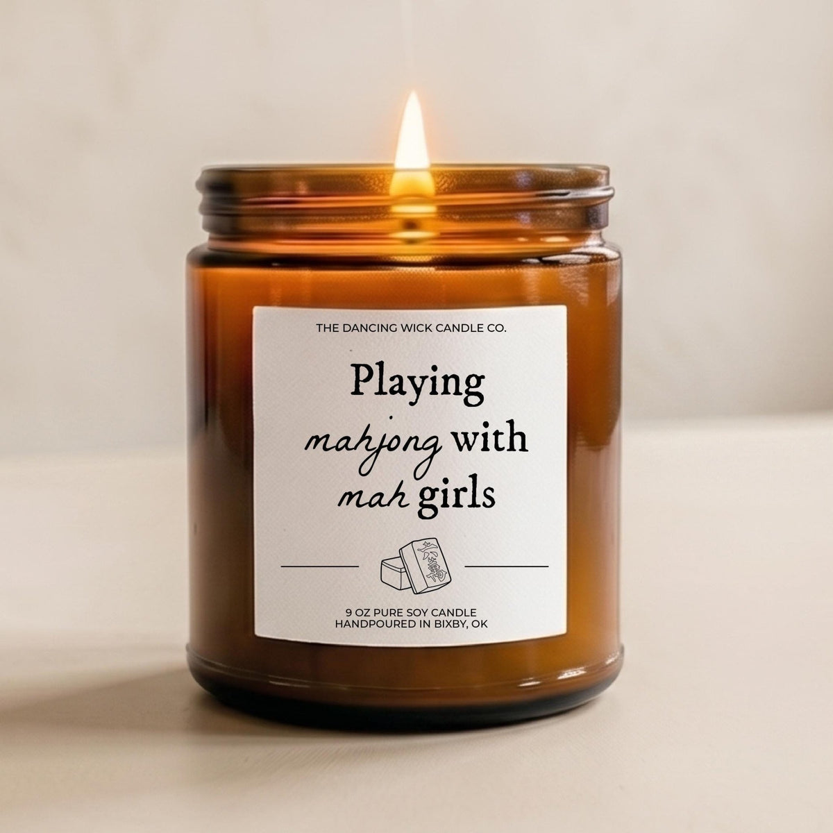 Playing Mahjong With Mah Girls Amber Candle - The Dancing Wick