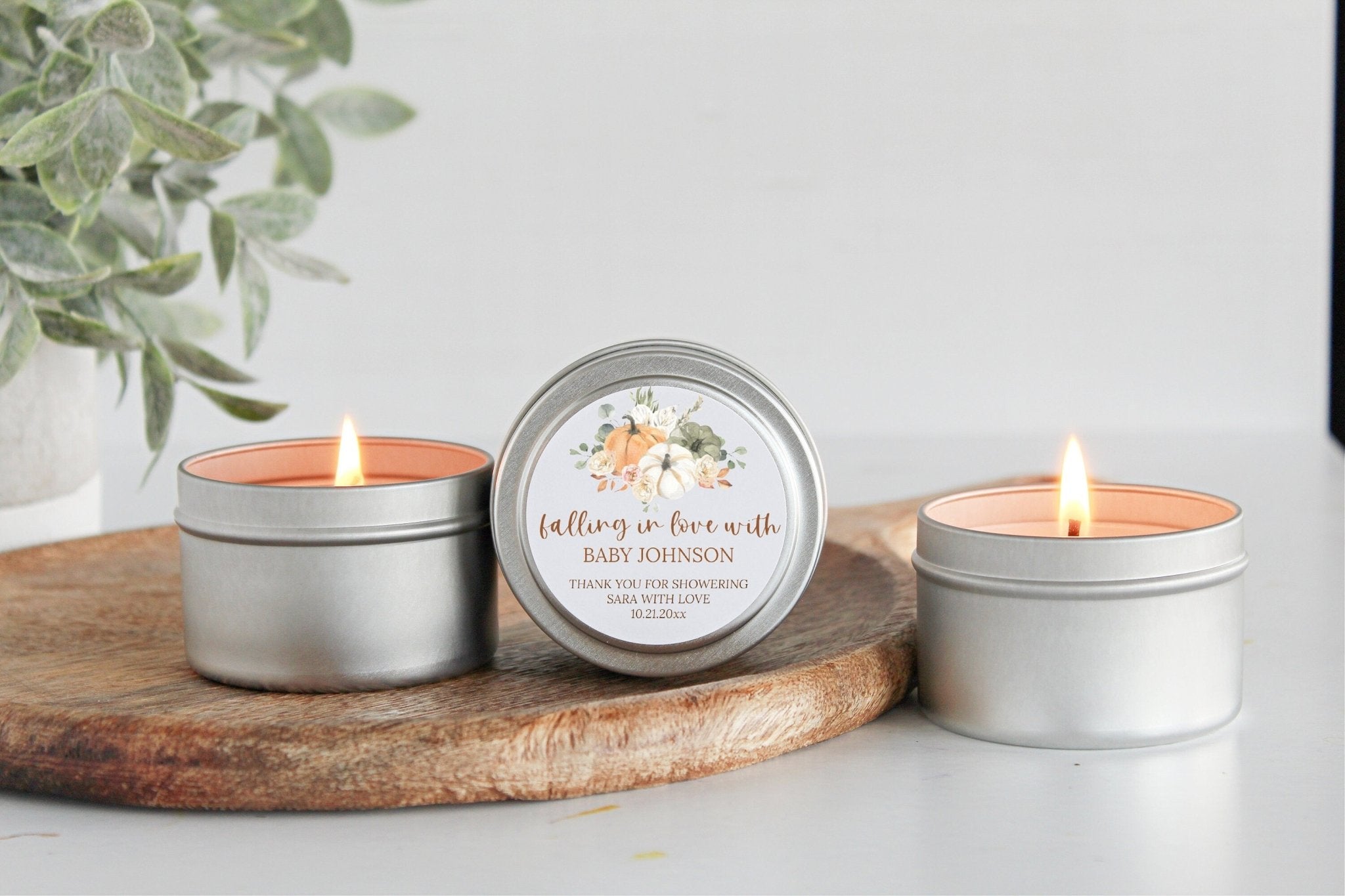 Pumpkin Baby Shower Tins - Set of 10 - The Dancing Wick