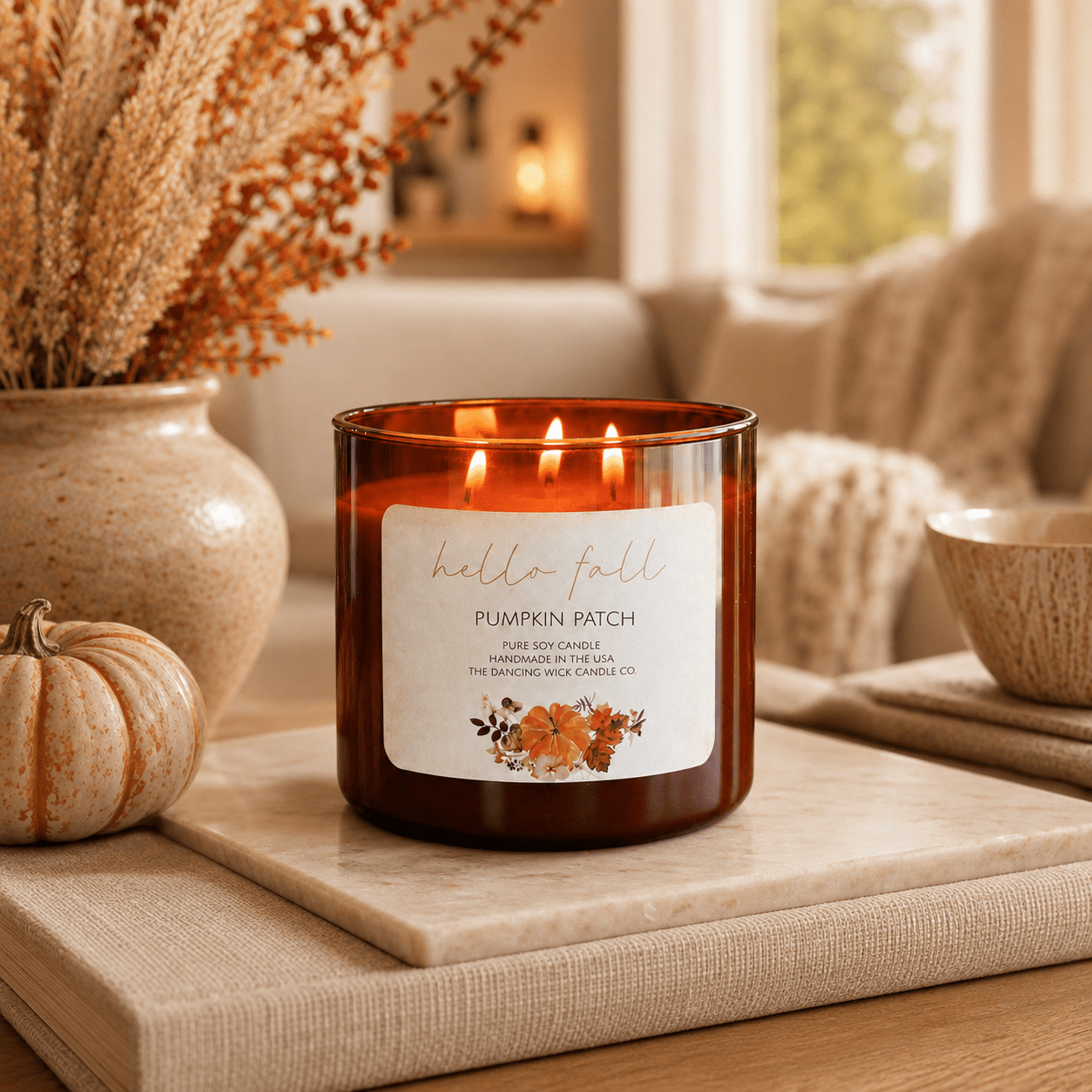 Pumpkin Patch - 3 Wick Fall Pumpkin Candle - The Dancing Wick