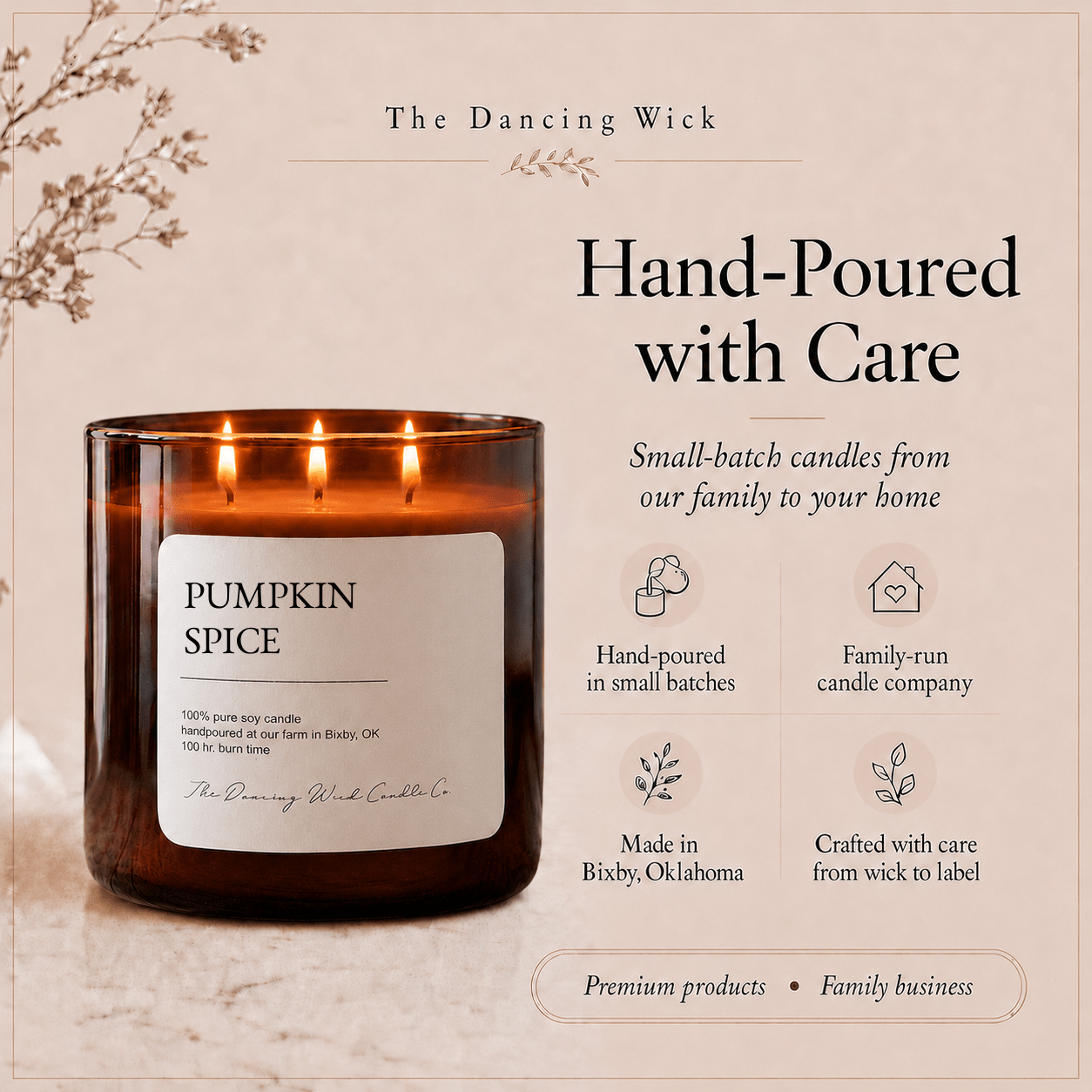 Pumpkin Spice - 3 Wick Everyday Tumbler Candle - The Dancing Wick