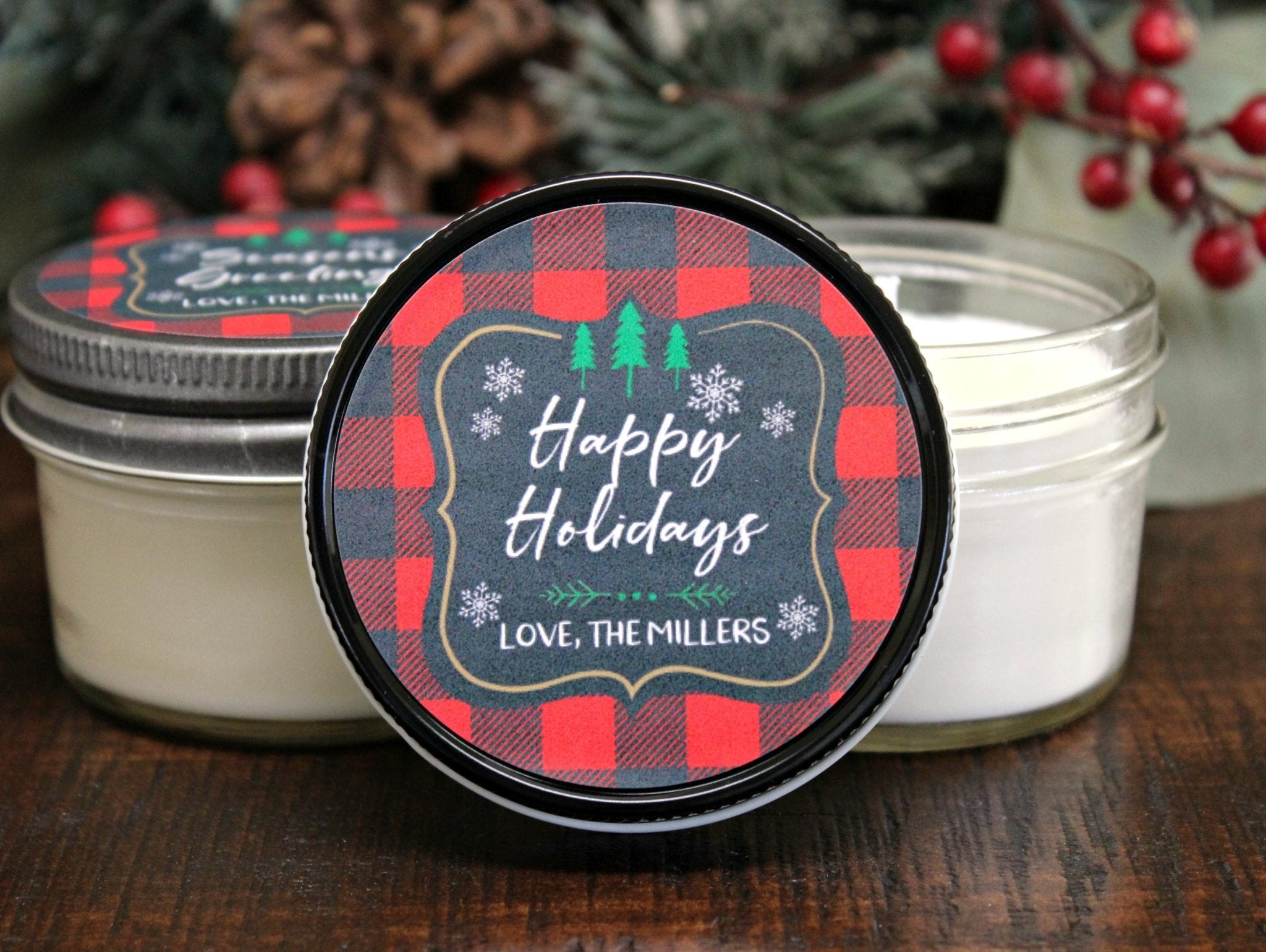 Red Buffalo Plaid Christmas Favor - The Dancing Wick