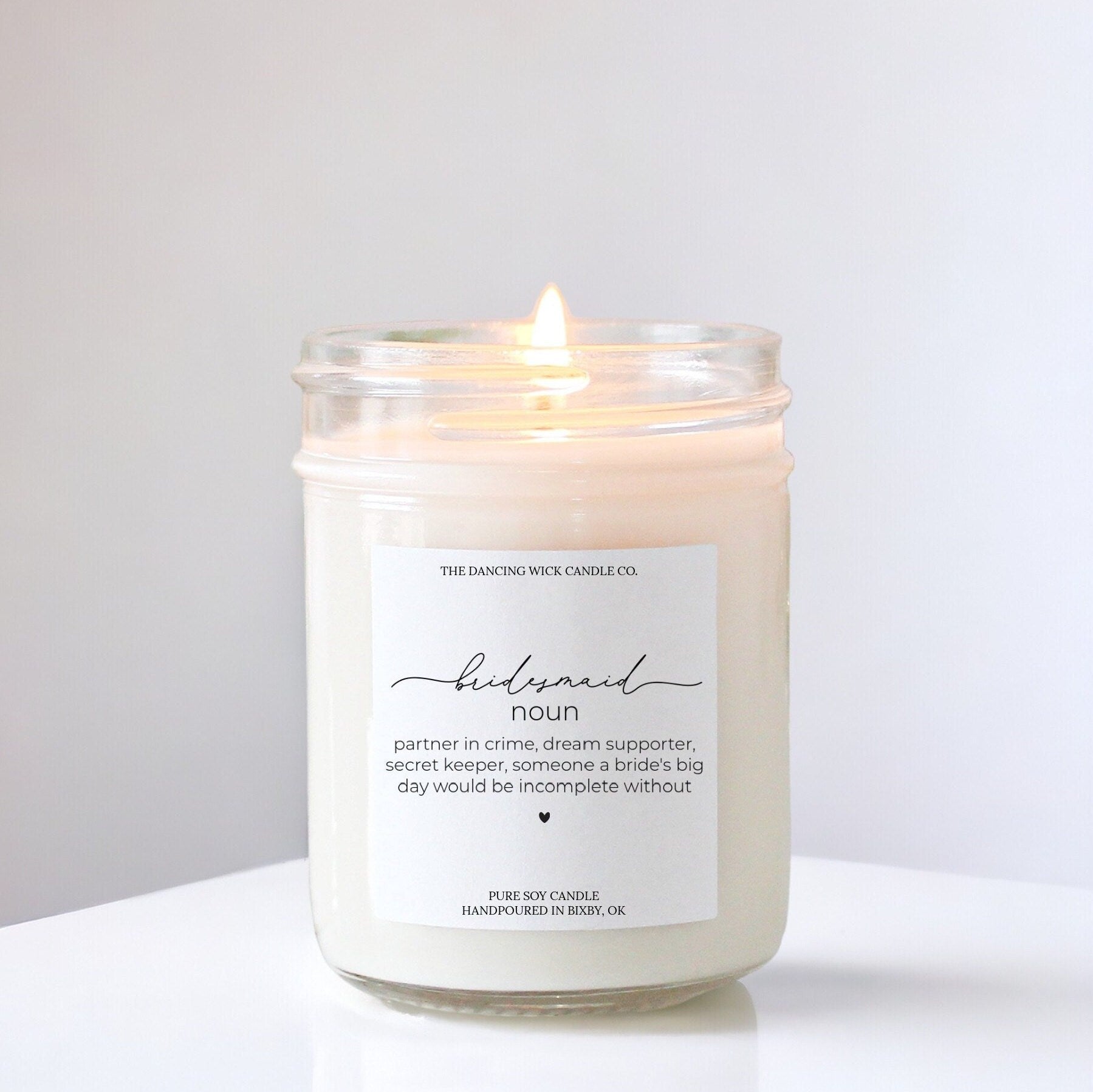 Script Bridesmaid Noun Candle - The Dancing Wick
