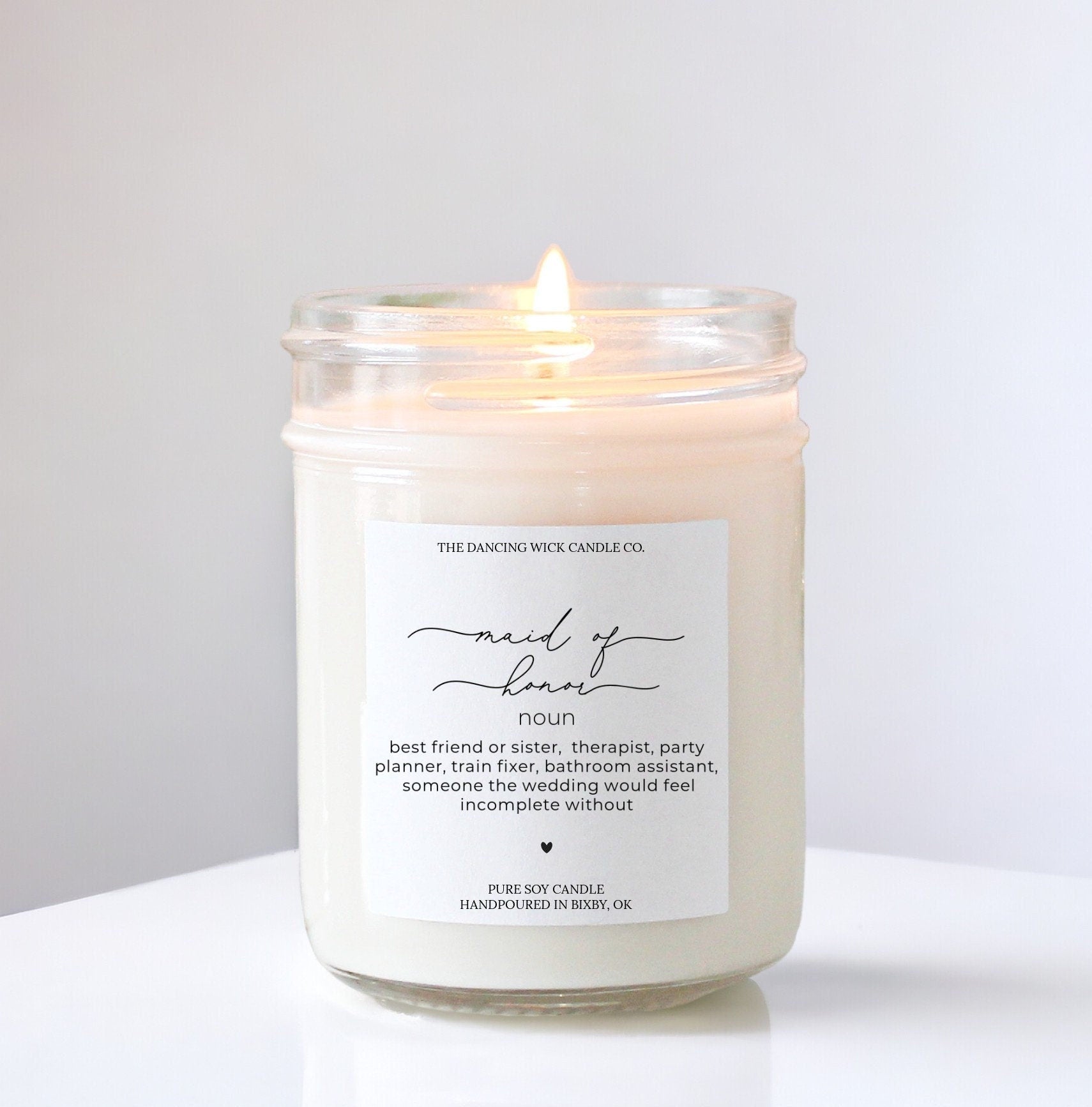Script Maid of Honor Noun Candle - The Dancing Wick