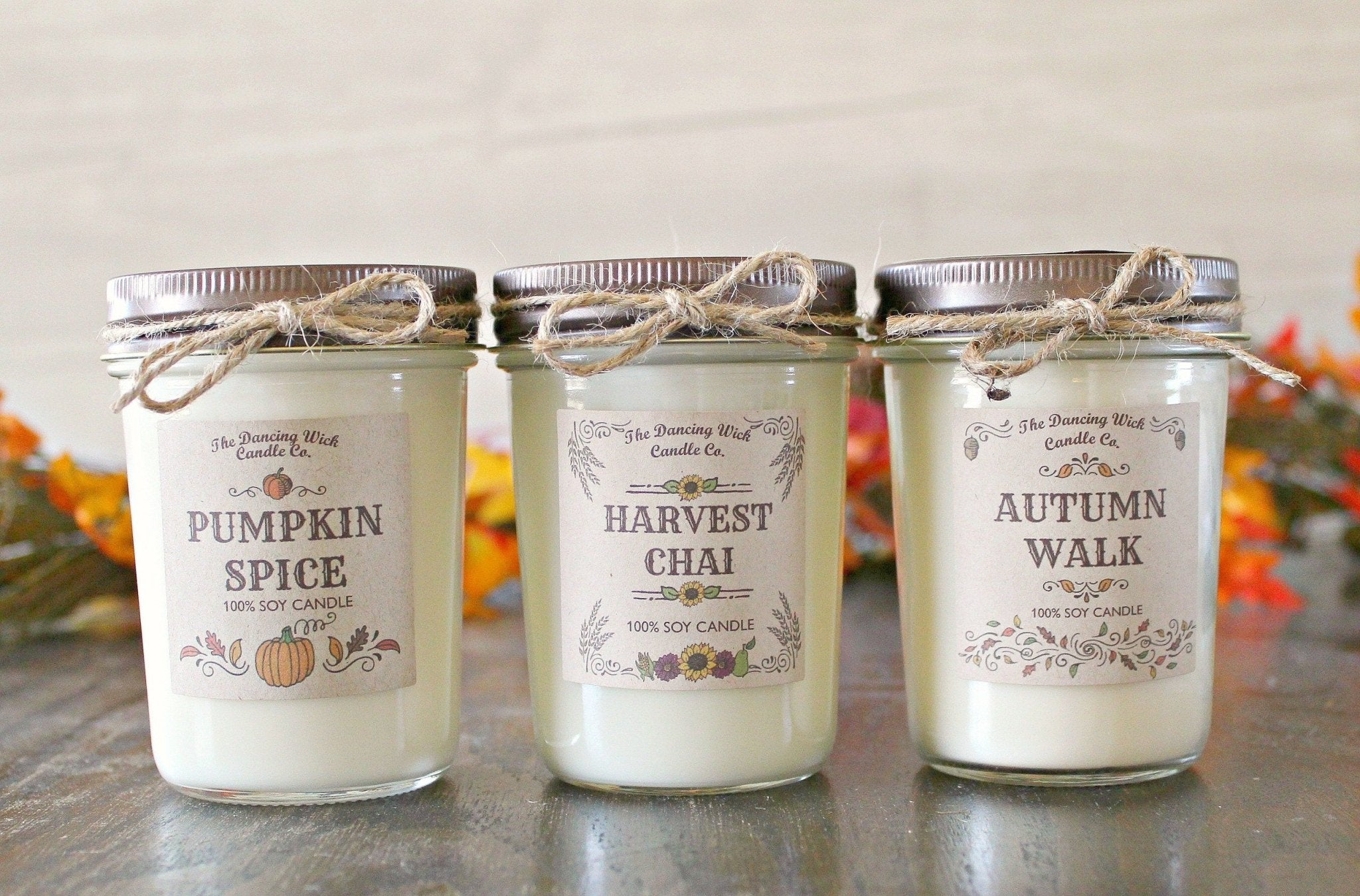 Set of 3 Fall 8 oz Candles - The Dancing Wick