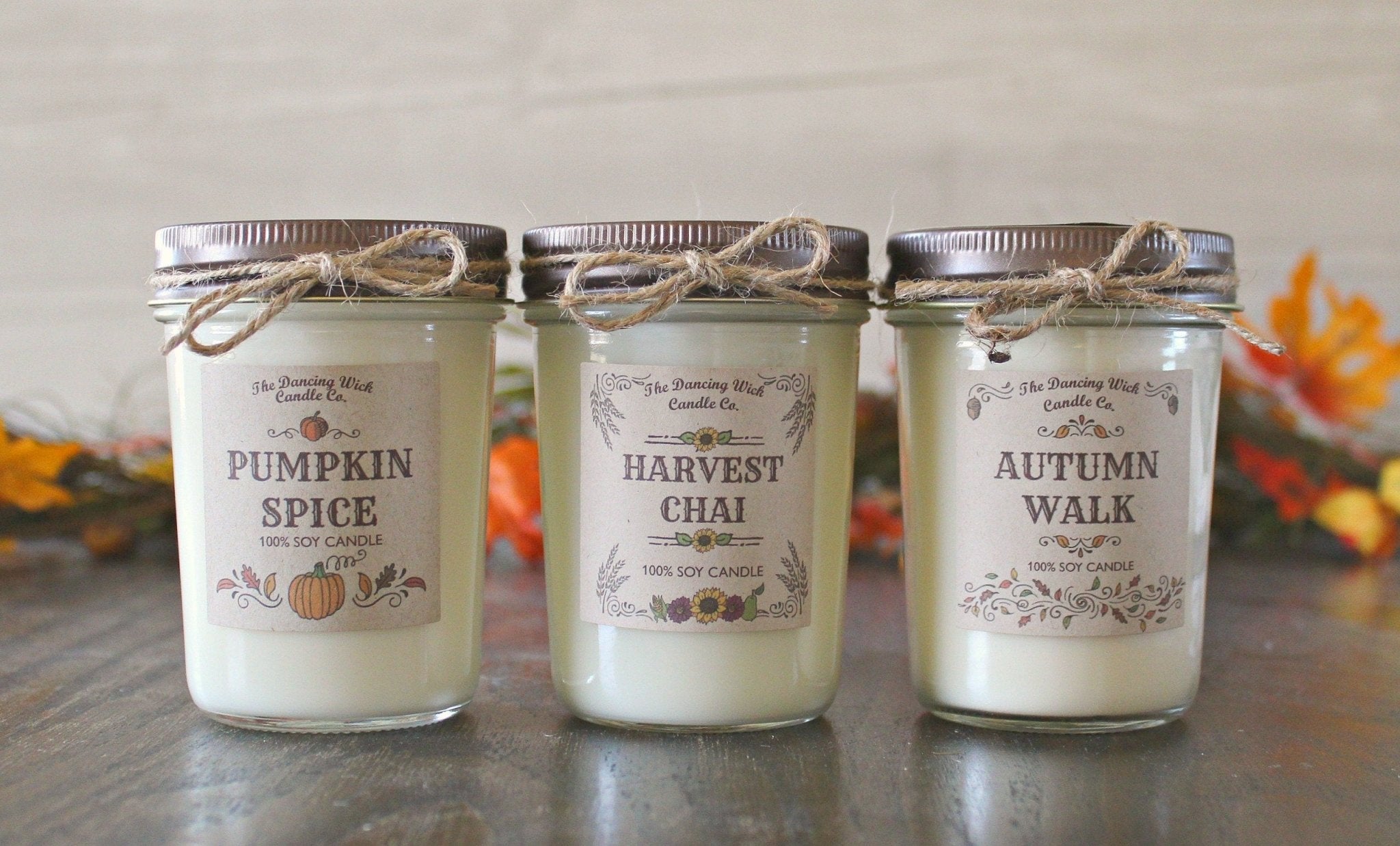 Set of 3 Fall 8 oz Candles - The Dancing Wick