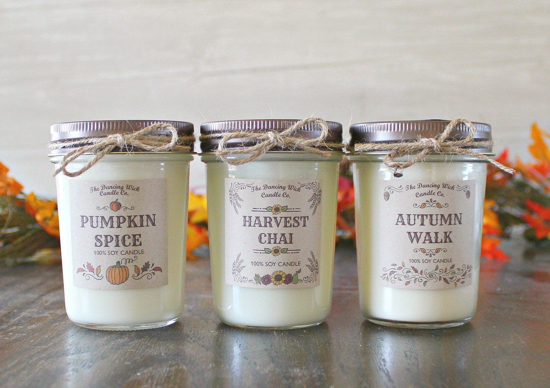 Set of 3 Fall 8 oz Candles - The Dancing Wick