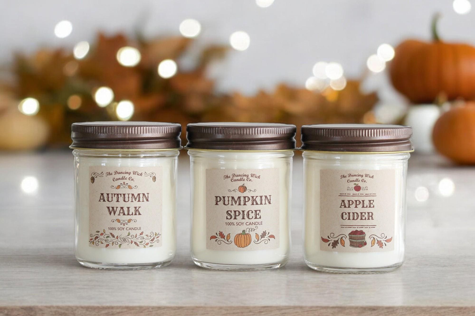 Set of 3 Fall 8 oz Candles - The Dancing Wick