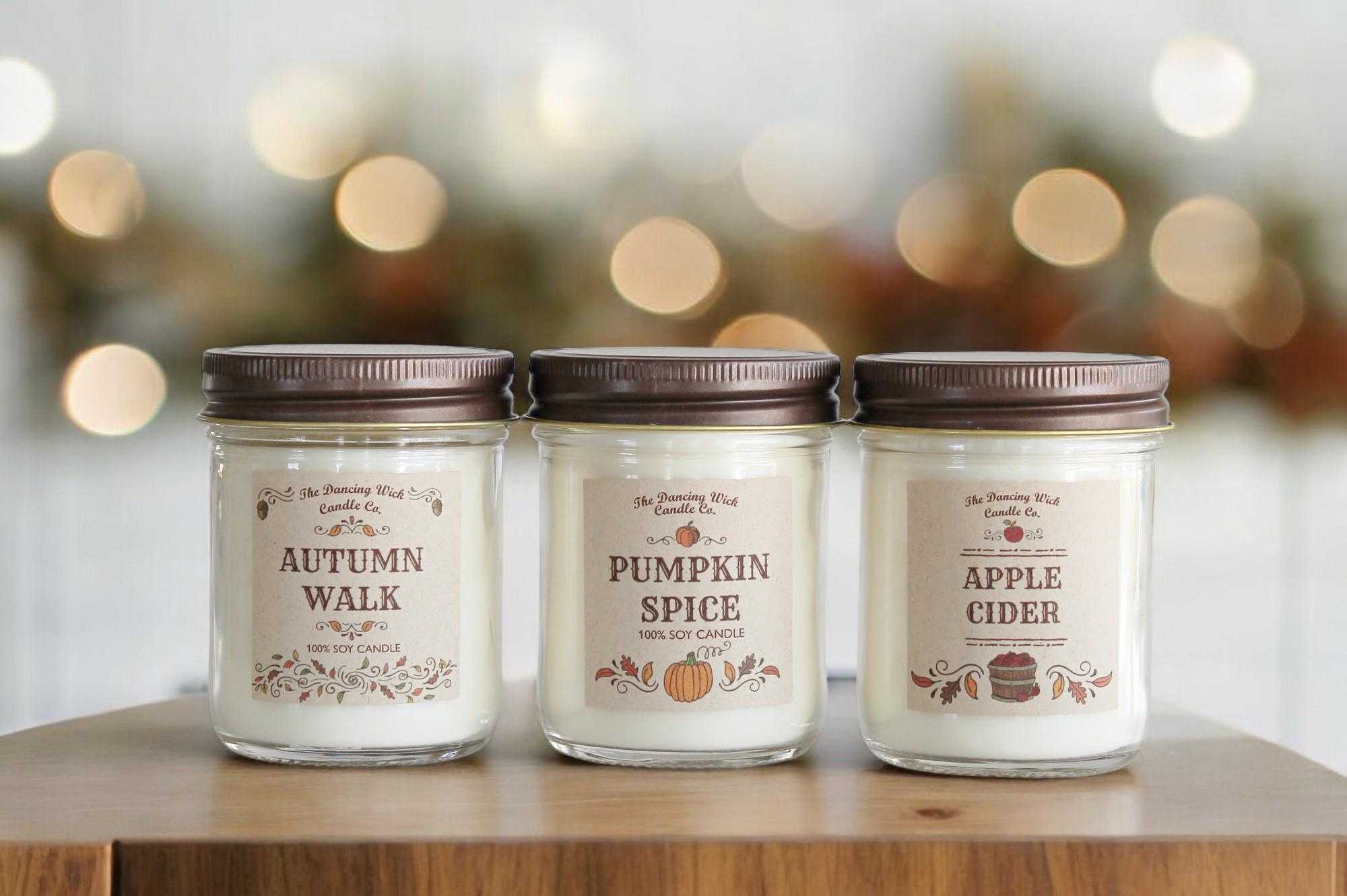 Set of 3 Fall 8 oz Candles - The Dancing Wick