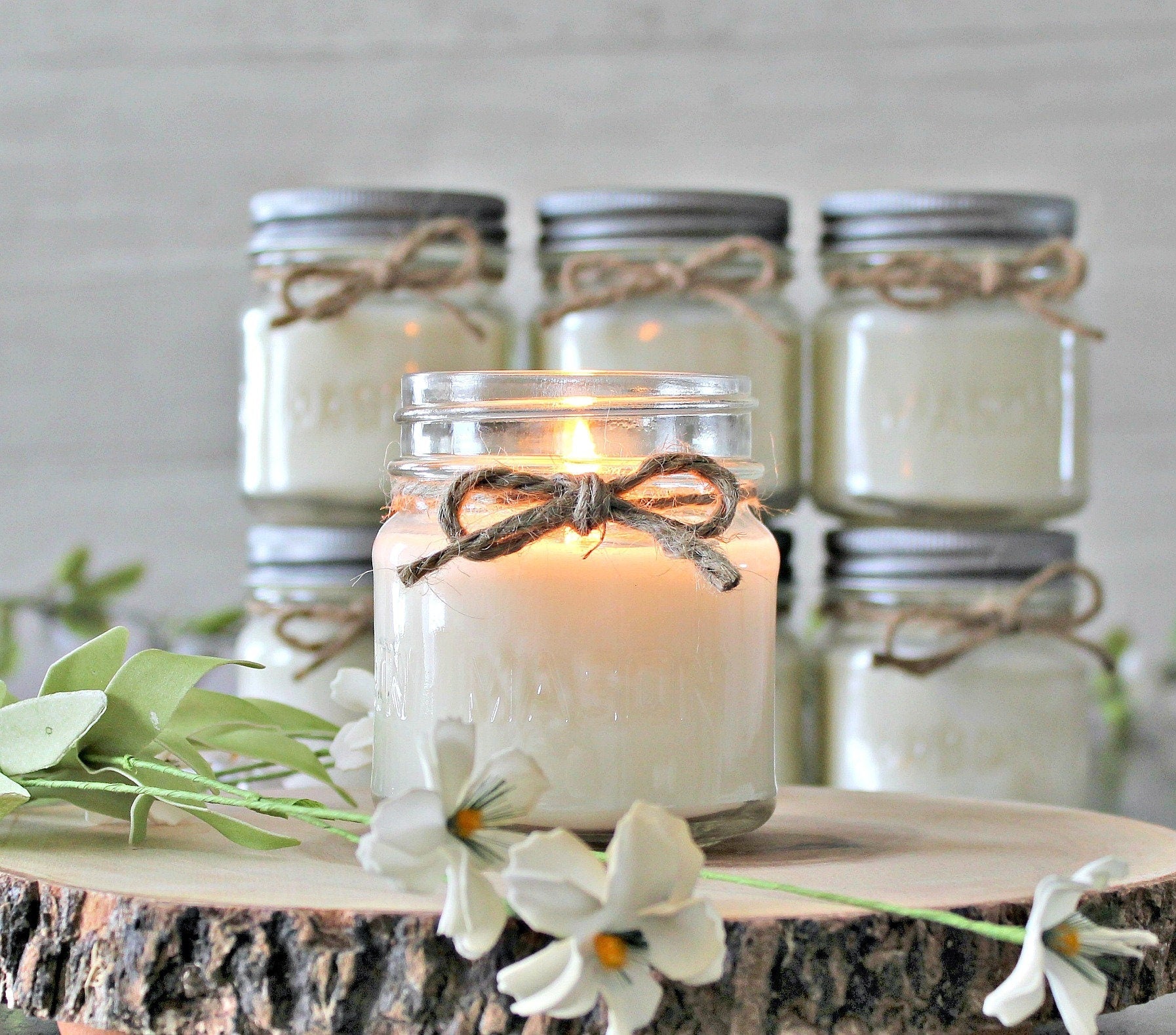 Set of 6 - 8 oz Soy Mason Jar Candles - The Dancing Wick
