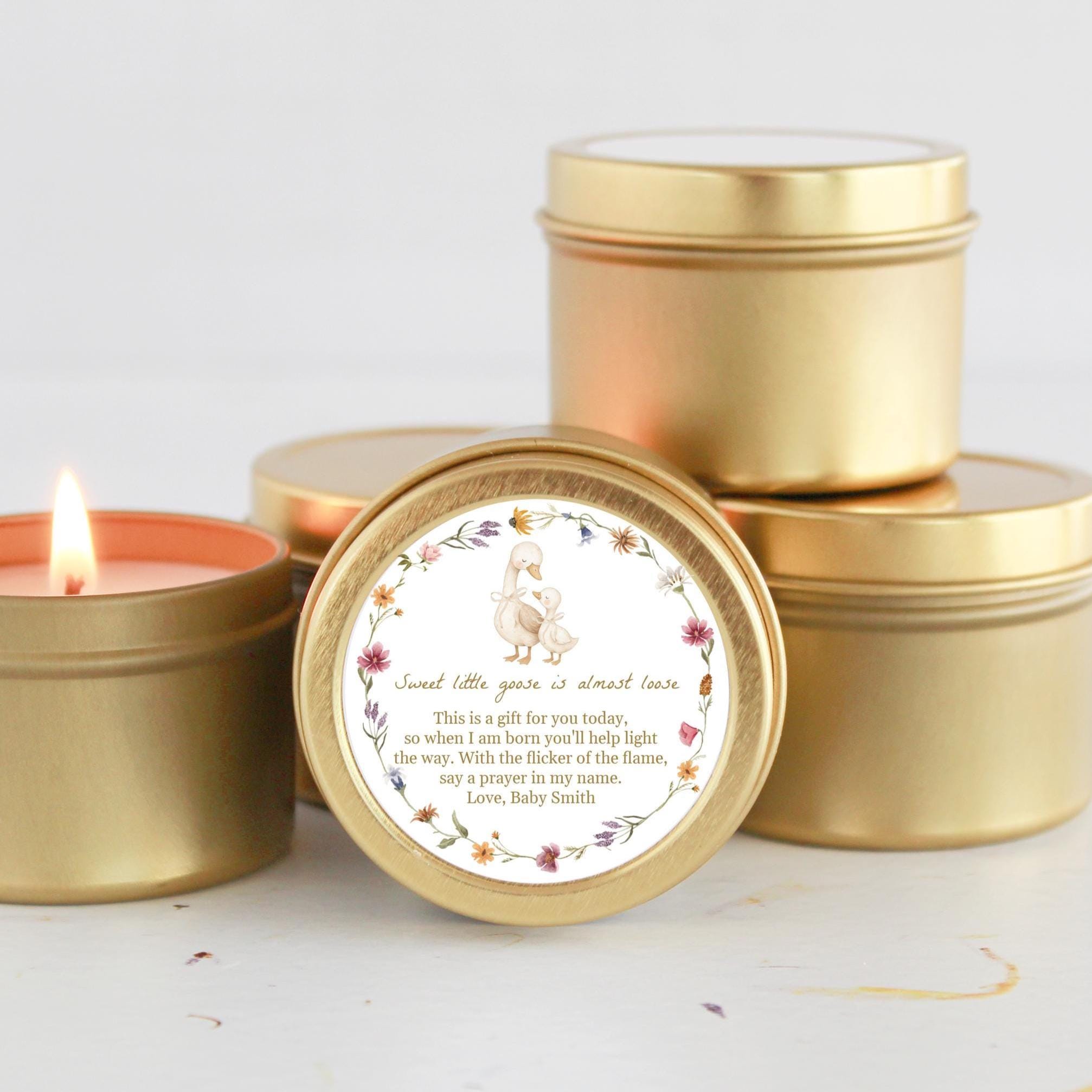 Silly Goose Baby Shower Favors – Personalized Candle Tins for Guests in Bulk, Set of 10 - The Dancing Wick