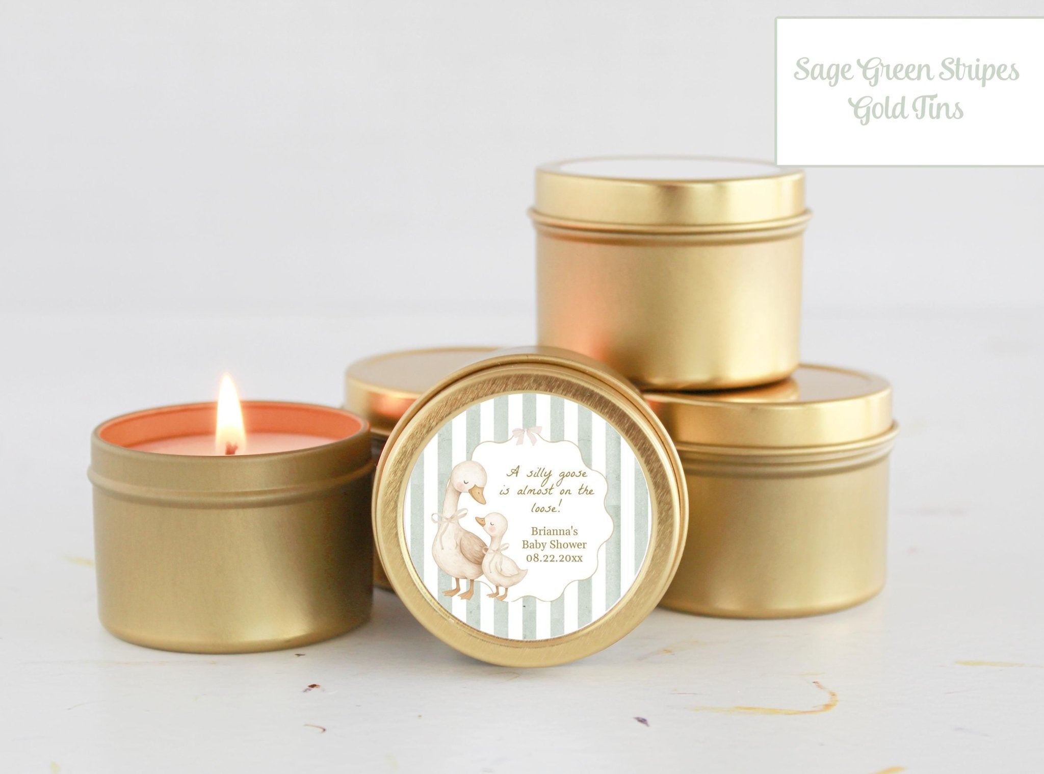 Silly Goose Baby Shower Favors – Personalized Candle Tins for Guests in Bulk, Set of 10 - The Dancing Wick