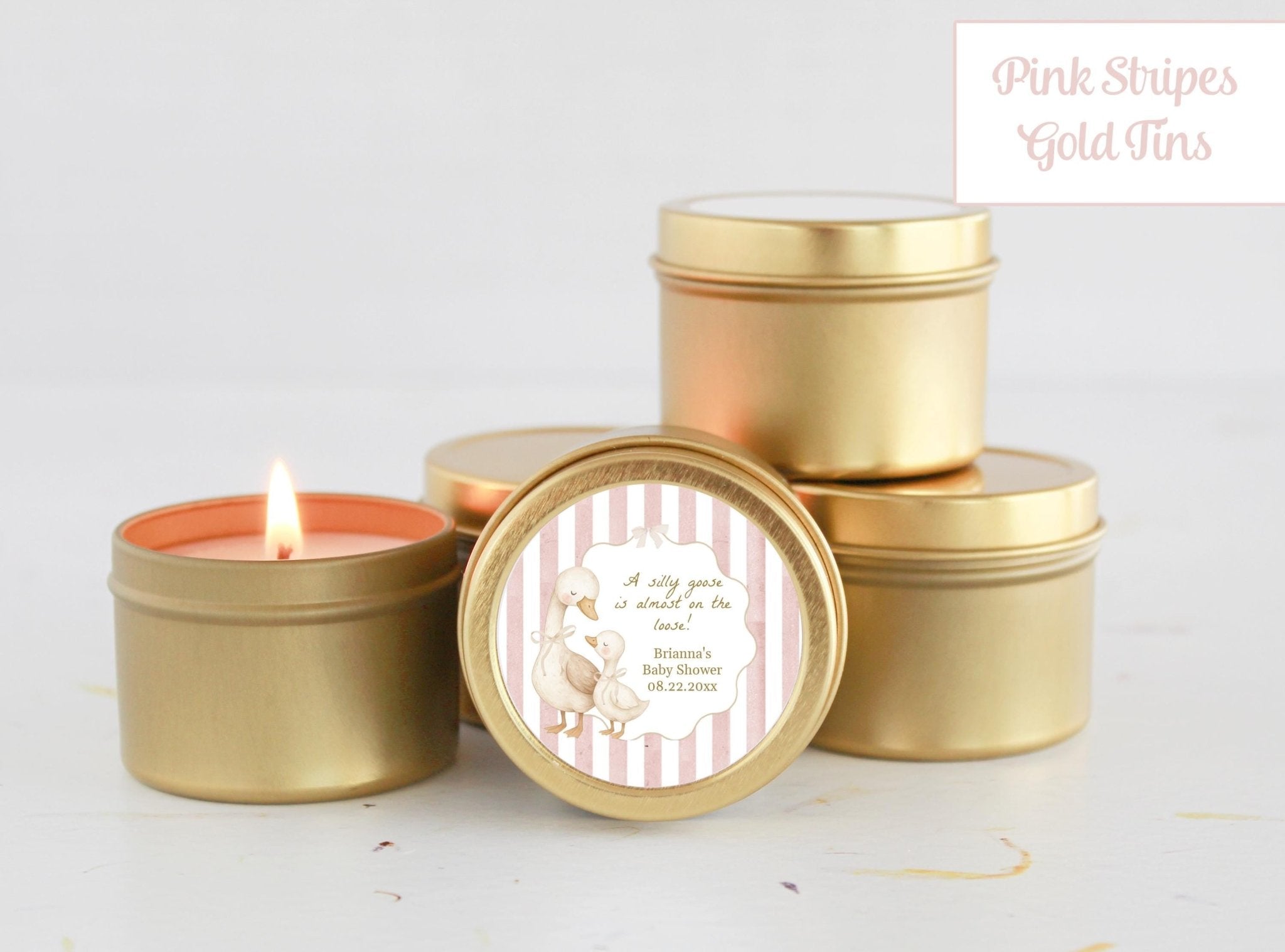 Silly Goose Baby Shower Favors – Personalized Candle Tins for Guests in Bulk, Set of 10 - The Dancing Wick