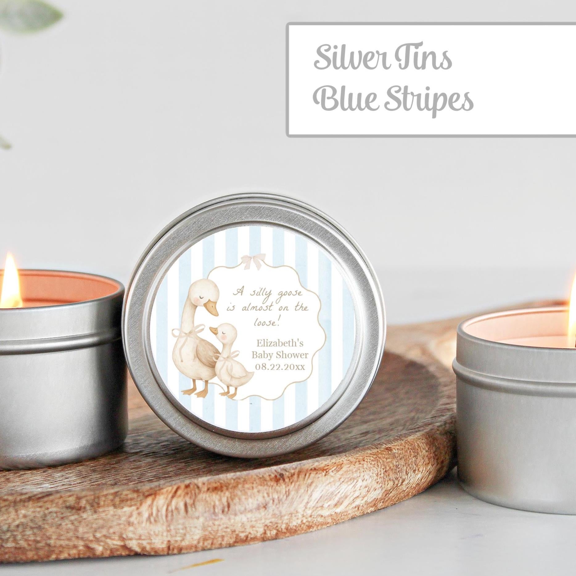 Silly Goose Baby Shower Favors – Personalized Candle Tins for Guests in Bulk, Set of 10 - The Dancing Wick