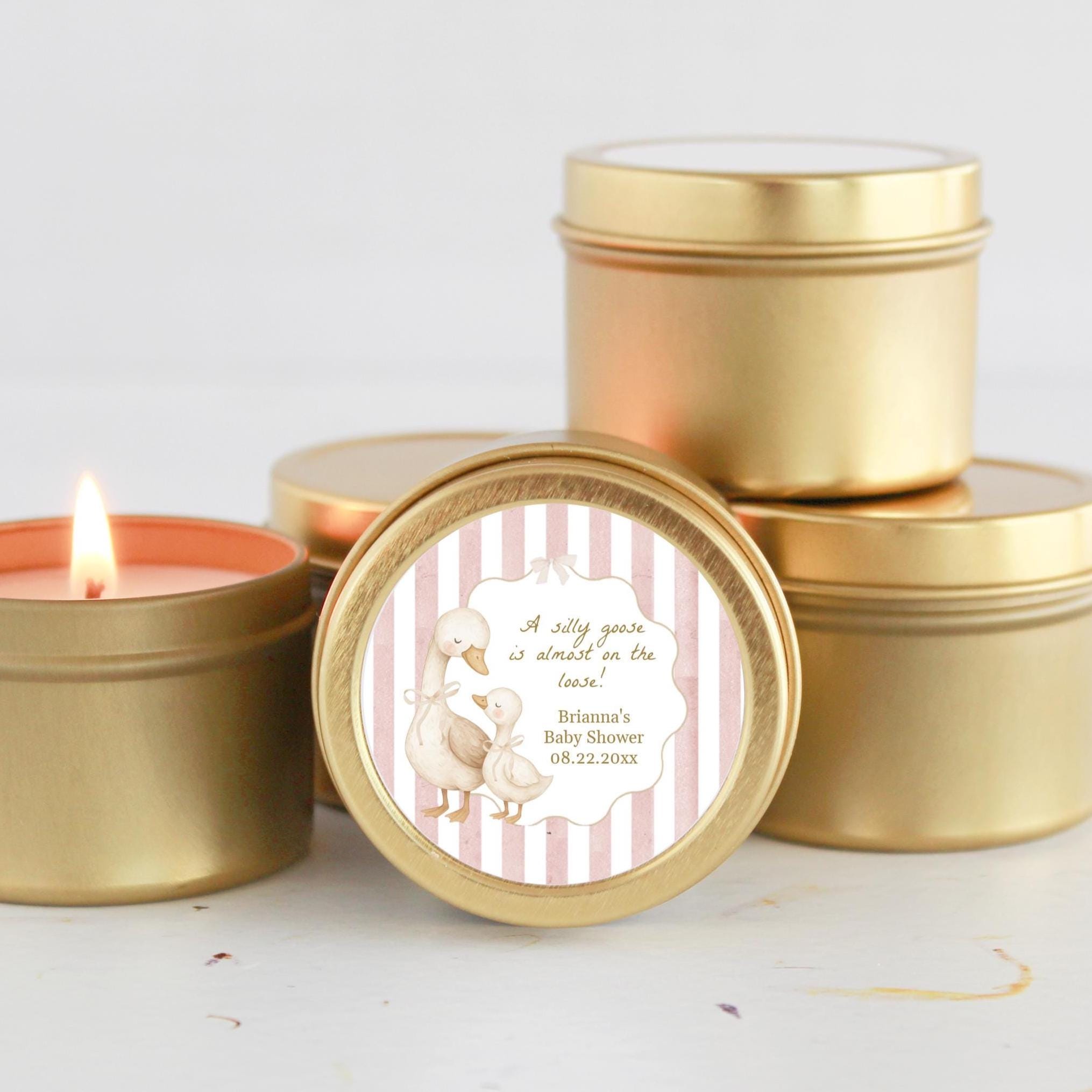 Silly Goose Baby Shower Favors – Personalized Candle Tins for Guests in Bulk, Set of 10 - The Dancing Wick