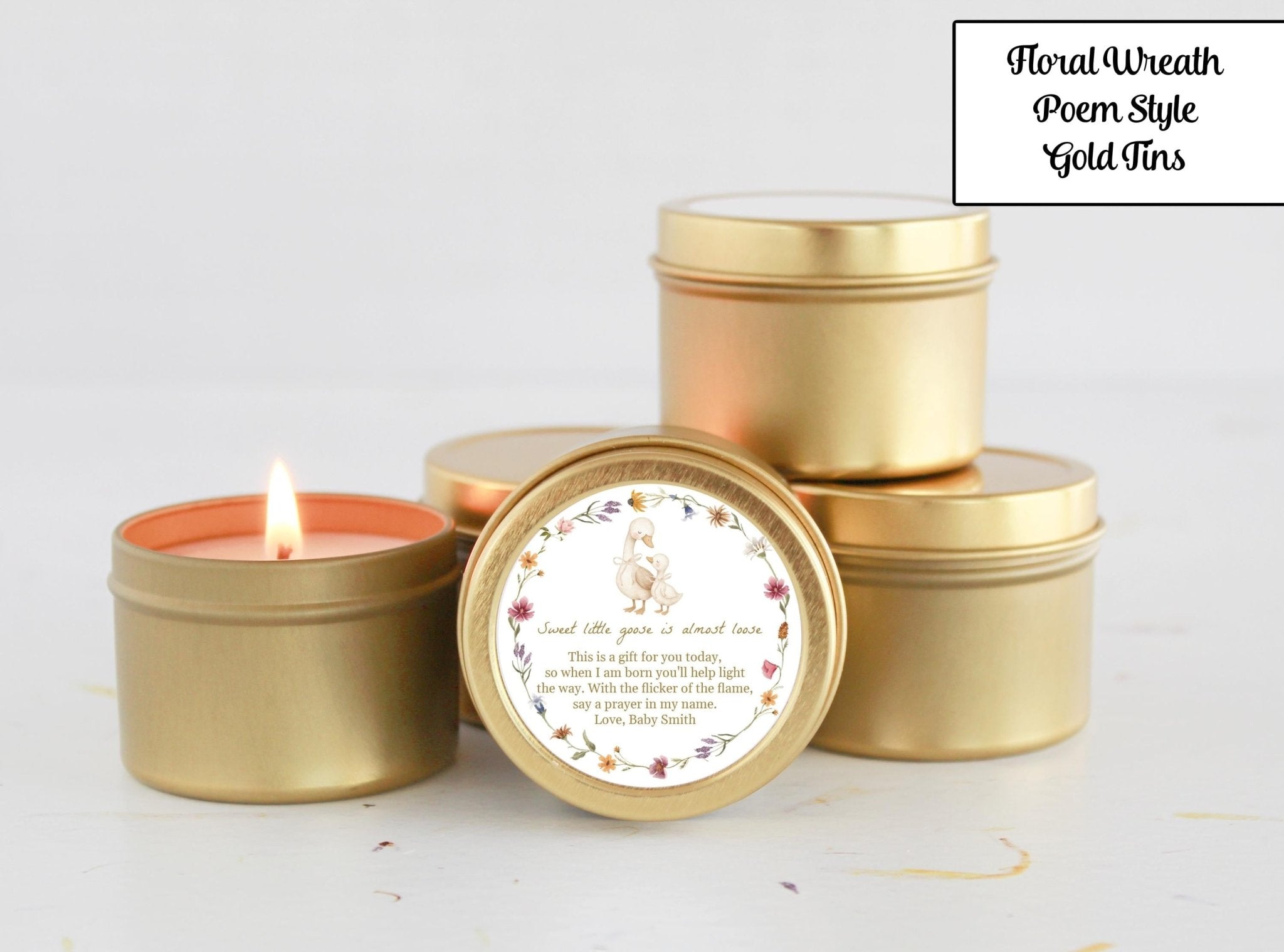 Silly Goose Baby Shower Favors – Personalized Candle Tins for Guests in Bulk, Set of 10 - The Dancing Wick