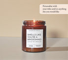 Smells Like You’re a Bridesmaid | Modern Bridesmaid Proposal Amber Candle - The Dancing Wick