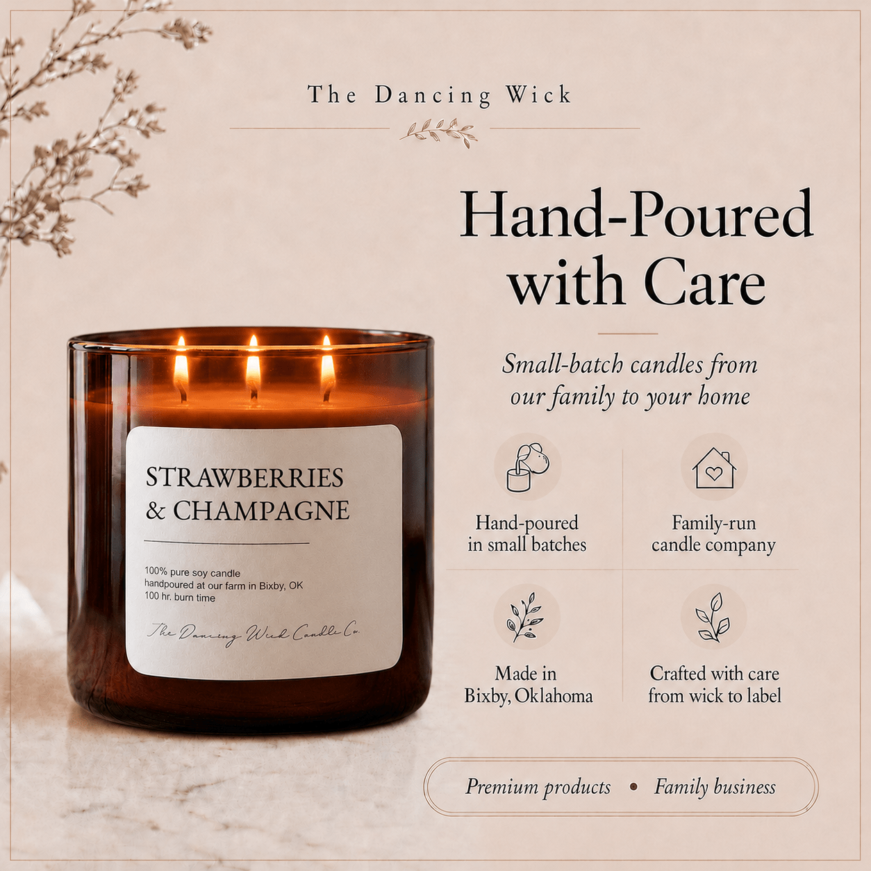Strawberries & Champagne - 3 Wick Everyday Tumbler Candle - The Dancing Wick
