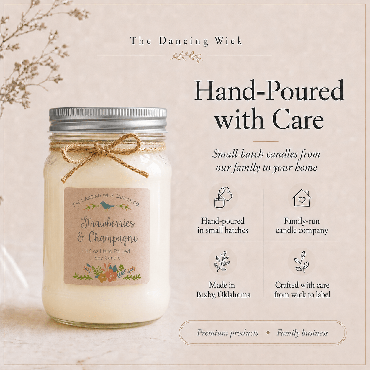 Strawberries & Champagne - Spring TDW Candle - The Dancing Wick
