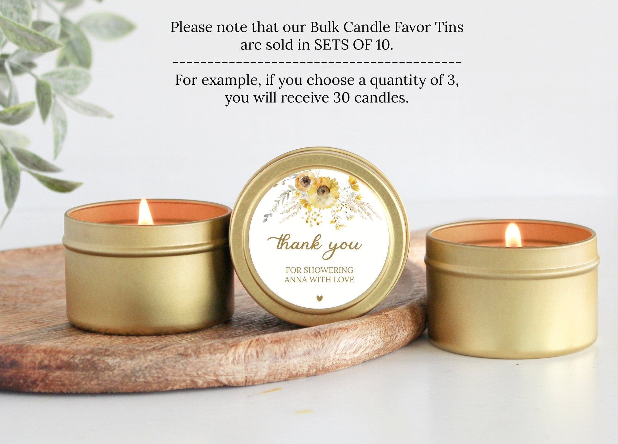 Sunflower Wedding Tins - Set of 10 - The Dancing Wick