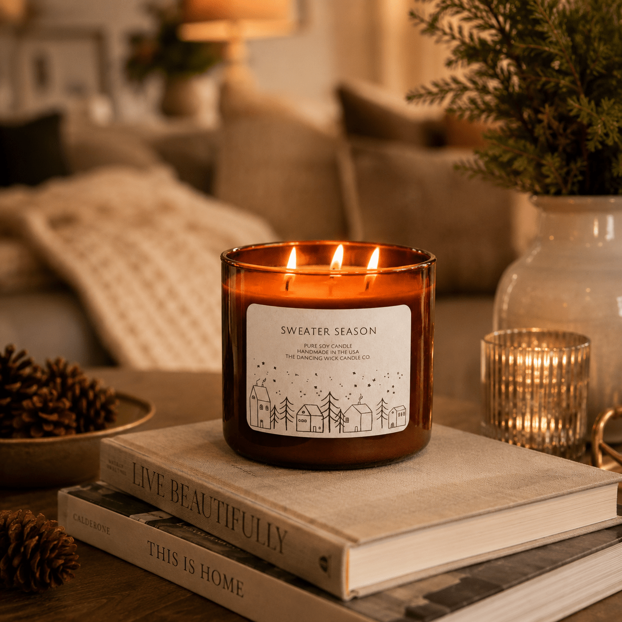 Sweater Season - 3 Wick Christmas Tumbler Candle - The Dancing Wick