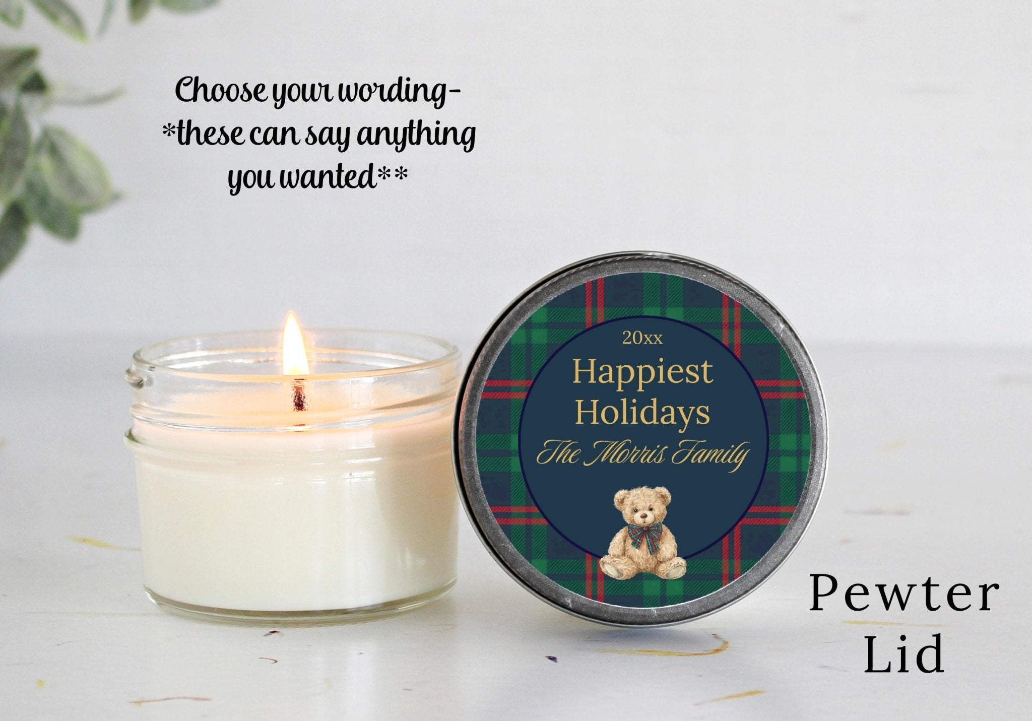 Tartan Plaid Teddy Bear Favor - The Dancing Wick
