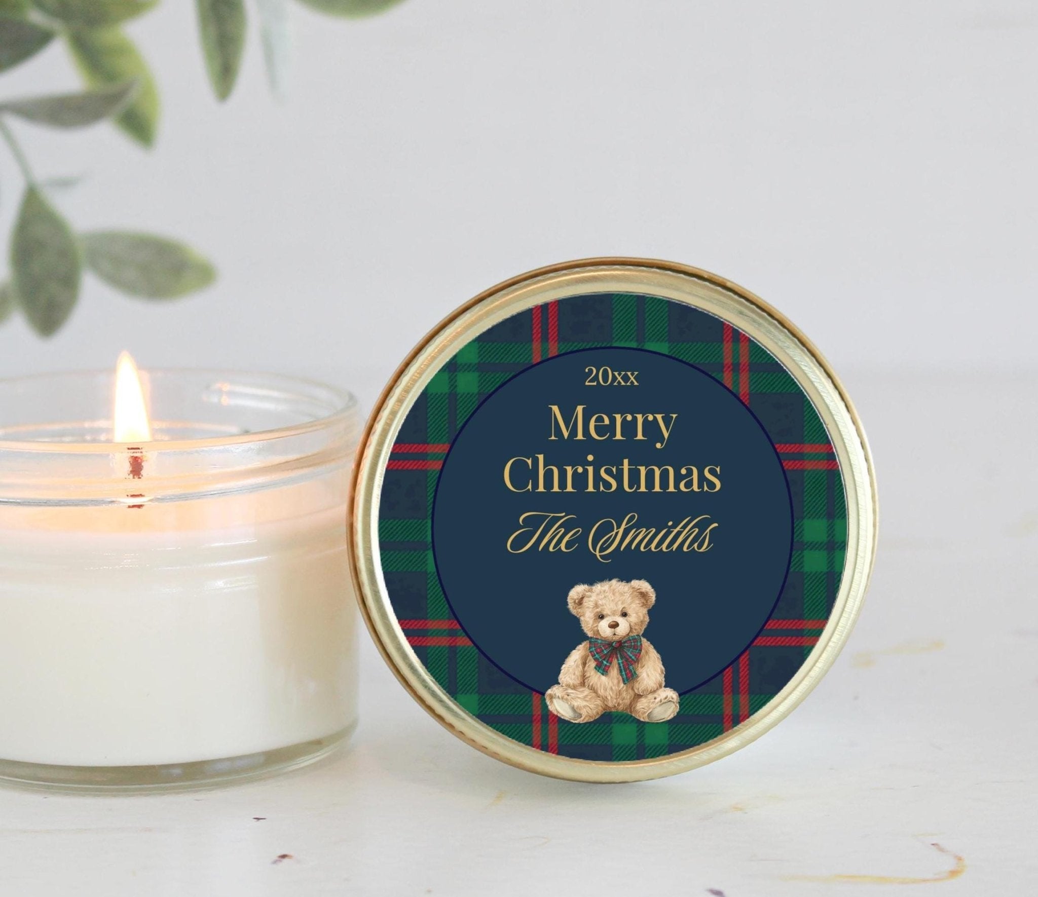 Tartan Plaid Teddy Bear Favor - The Dancing Wick