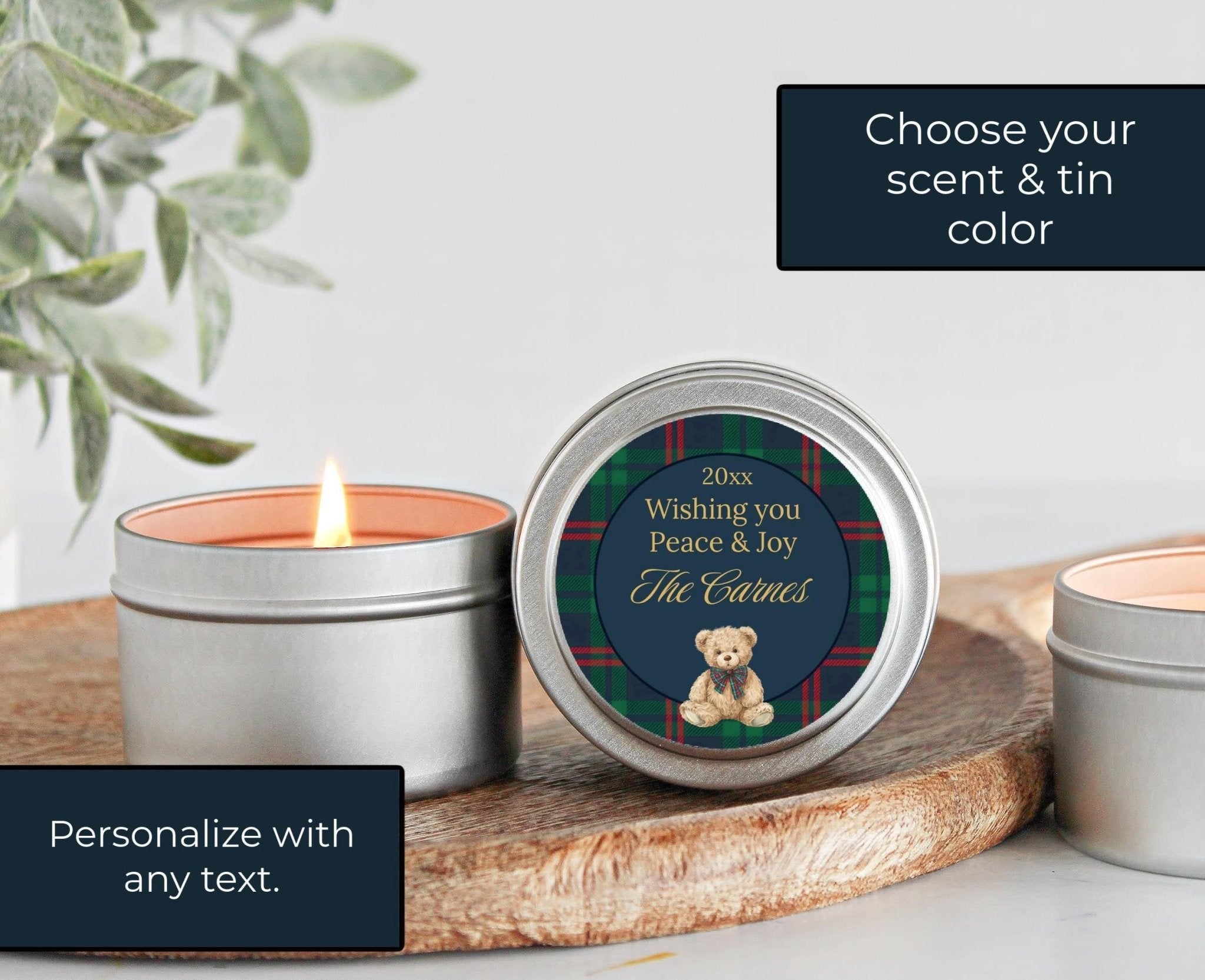Tartan Plaid Teddy Bear Tin - The Dancing Wick