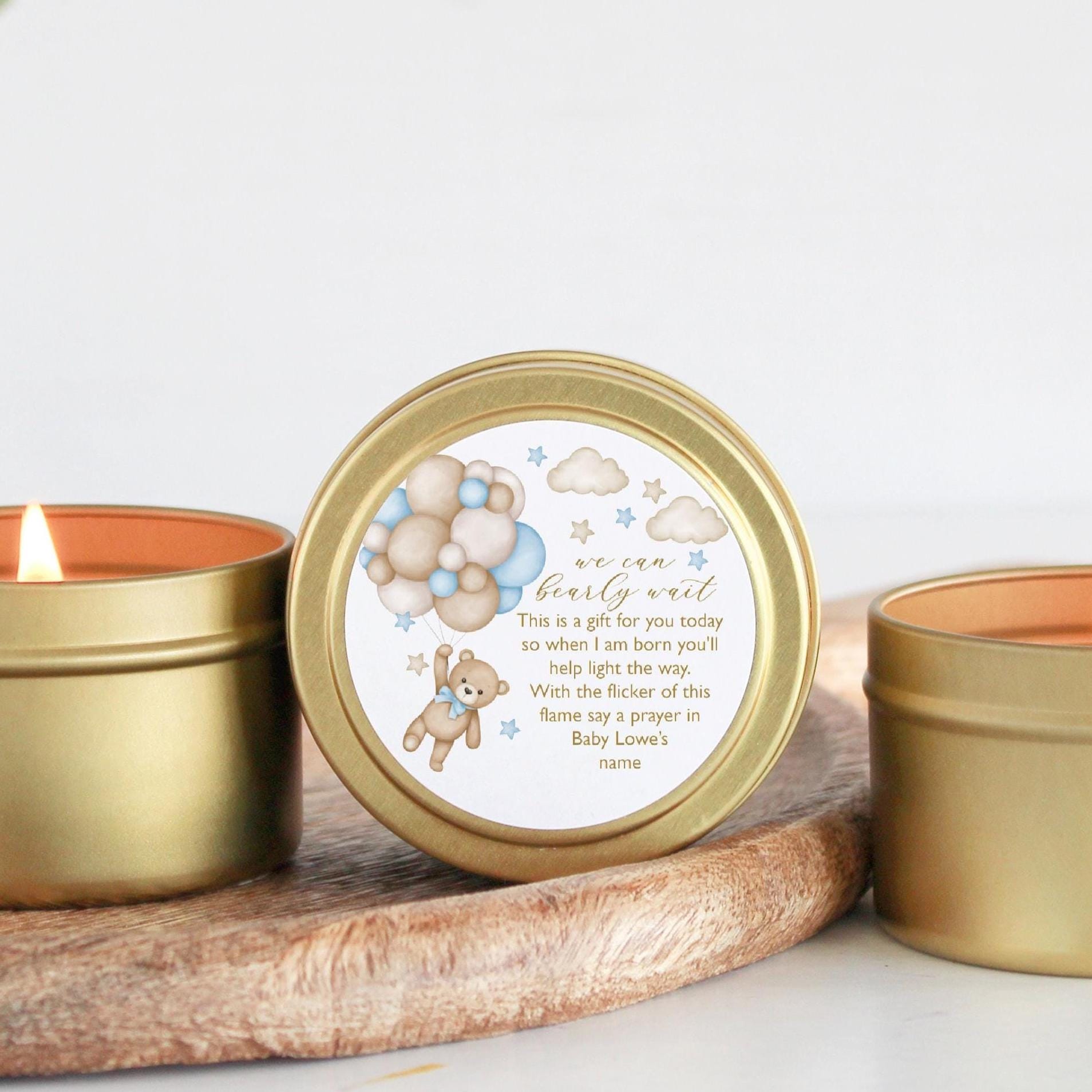 Teddy Bear Baby Shower Tins - Set of 10 - The Dancing Wick