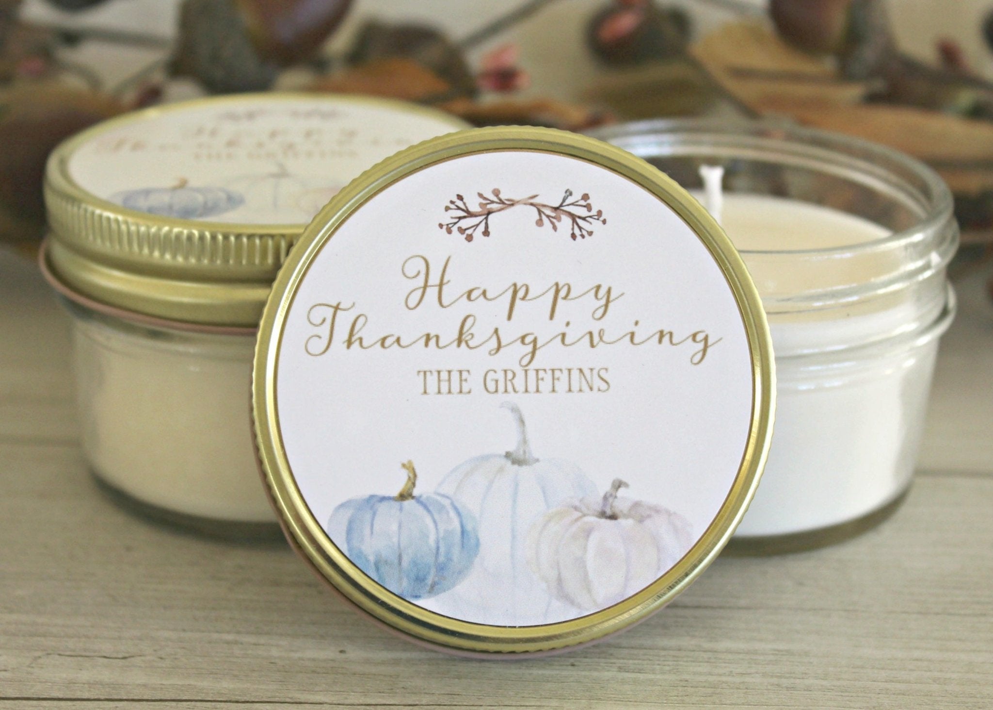 Thanksgiving Table White Pumpkin Favor - The Dancing Wick