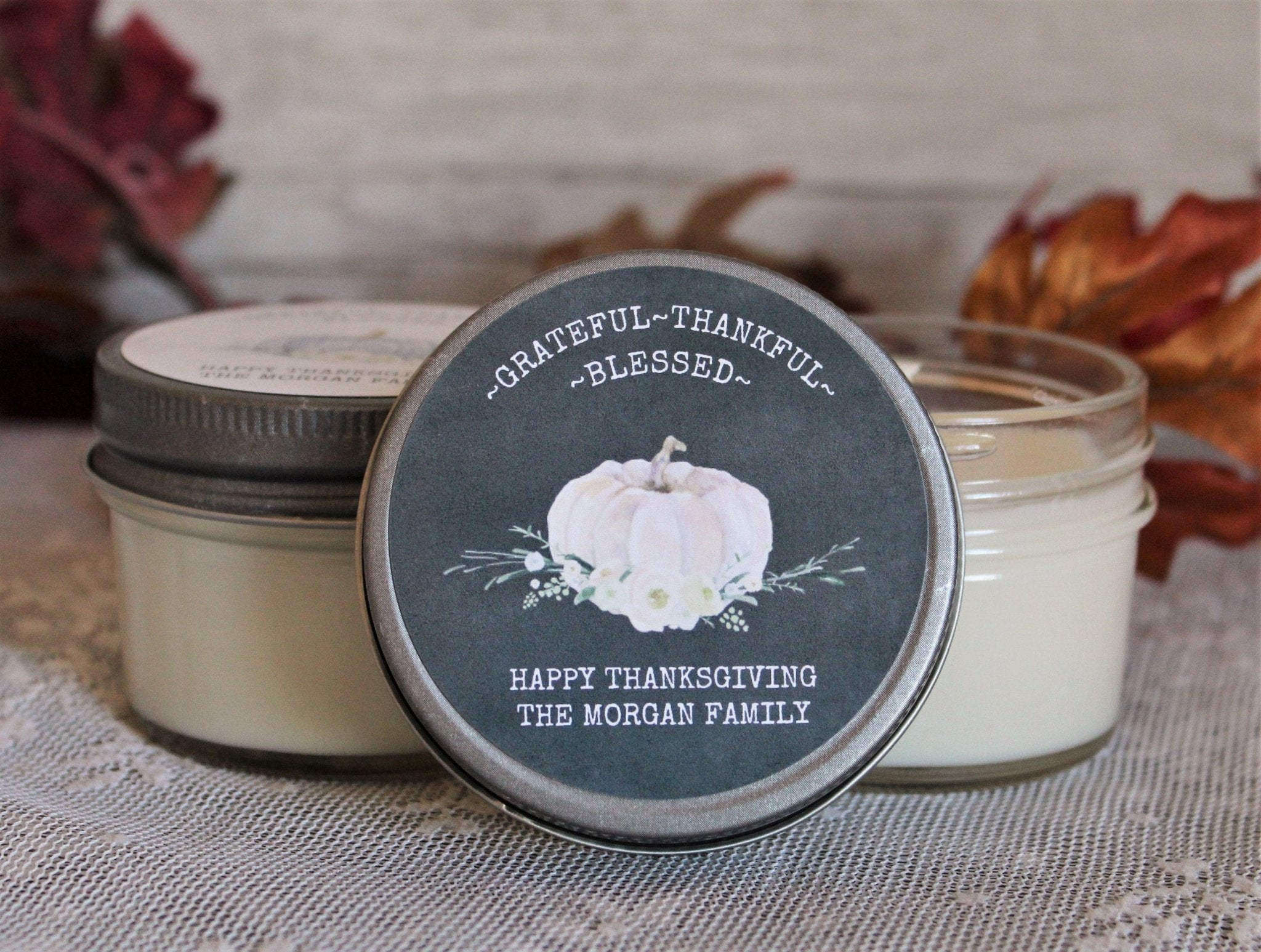 Thanksgiving White Pumpkin Classic Favors - The Dancing Wick