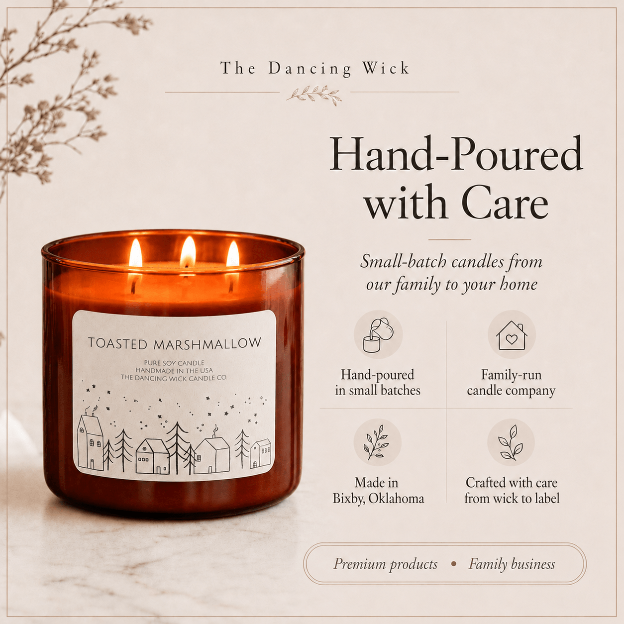 Toasted Marshmallow - 3 Wick Christmas Tumbler Candle - The Dancing Wick