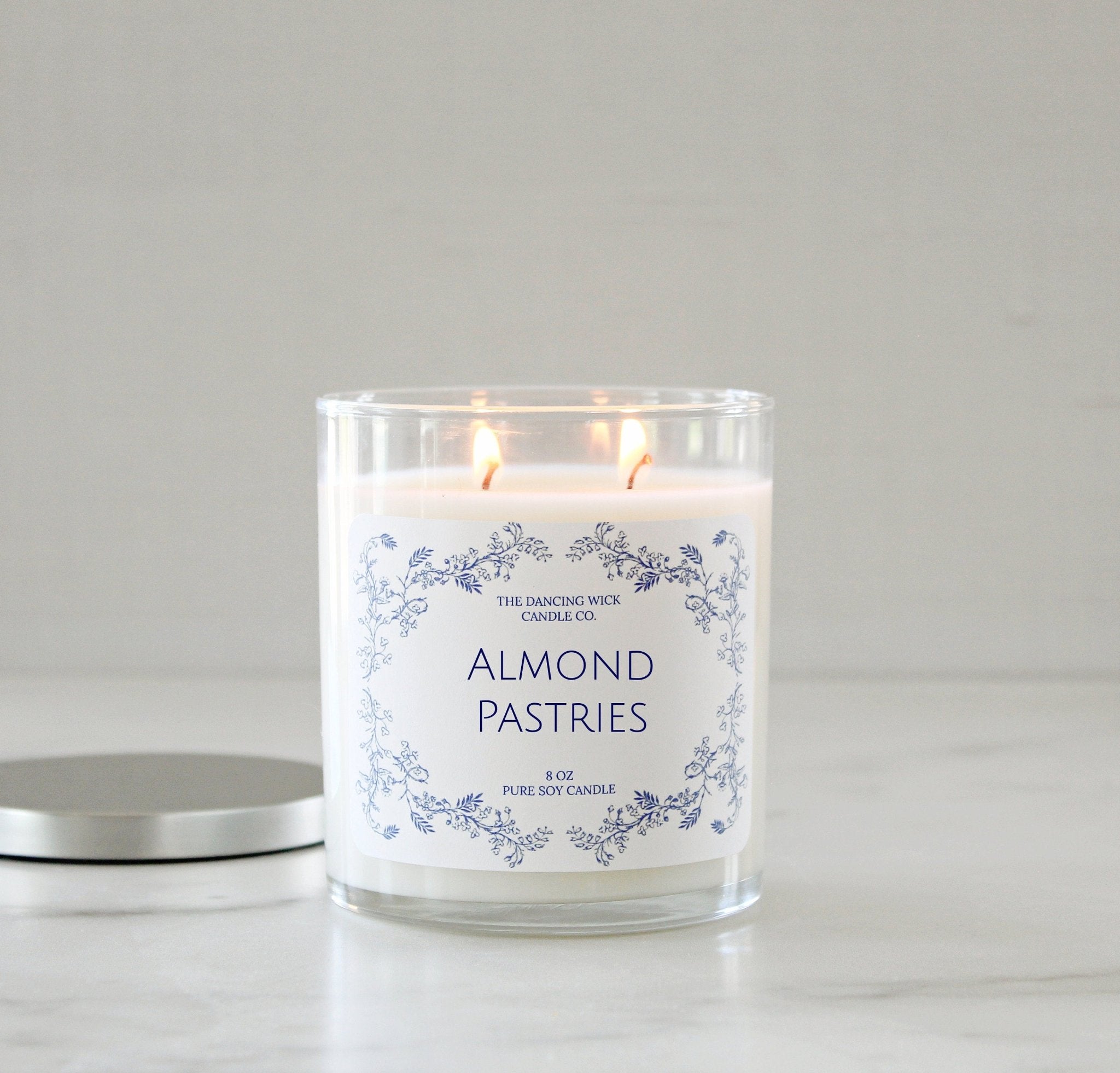 Tumbler Jar Double Wick Blue Toile Soy Candle - The Dancing Wick