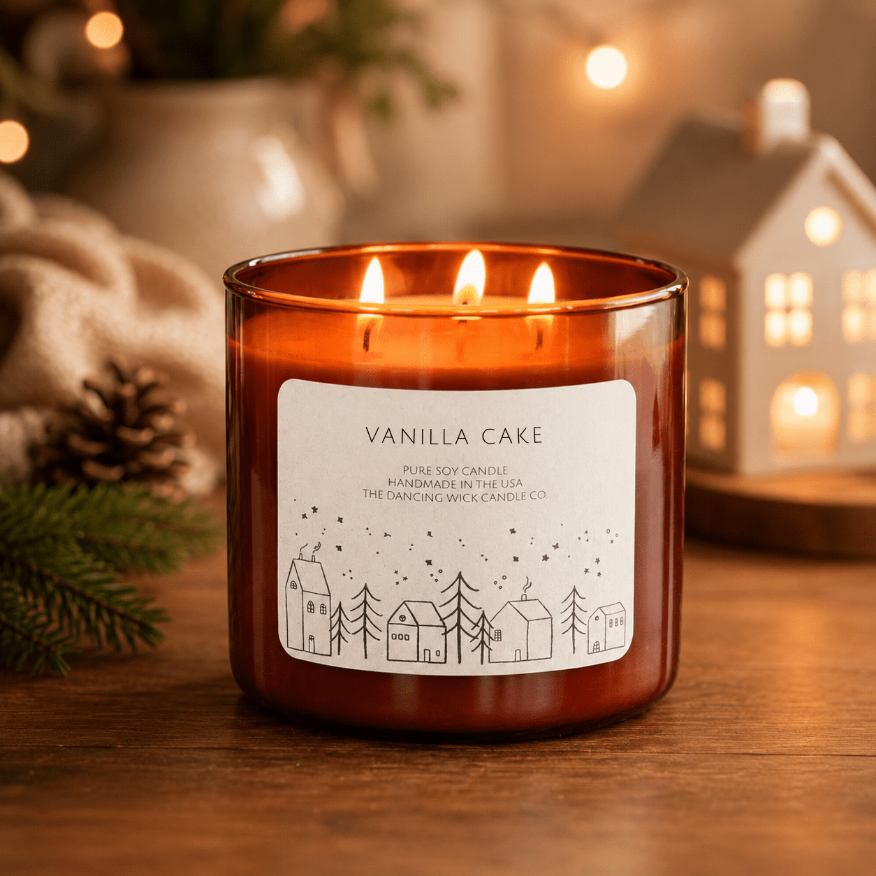 Vanilla Cake - 3 Wick Christmas Tumbler Candle - The Dancing Wick