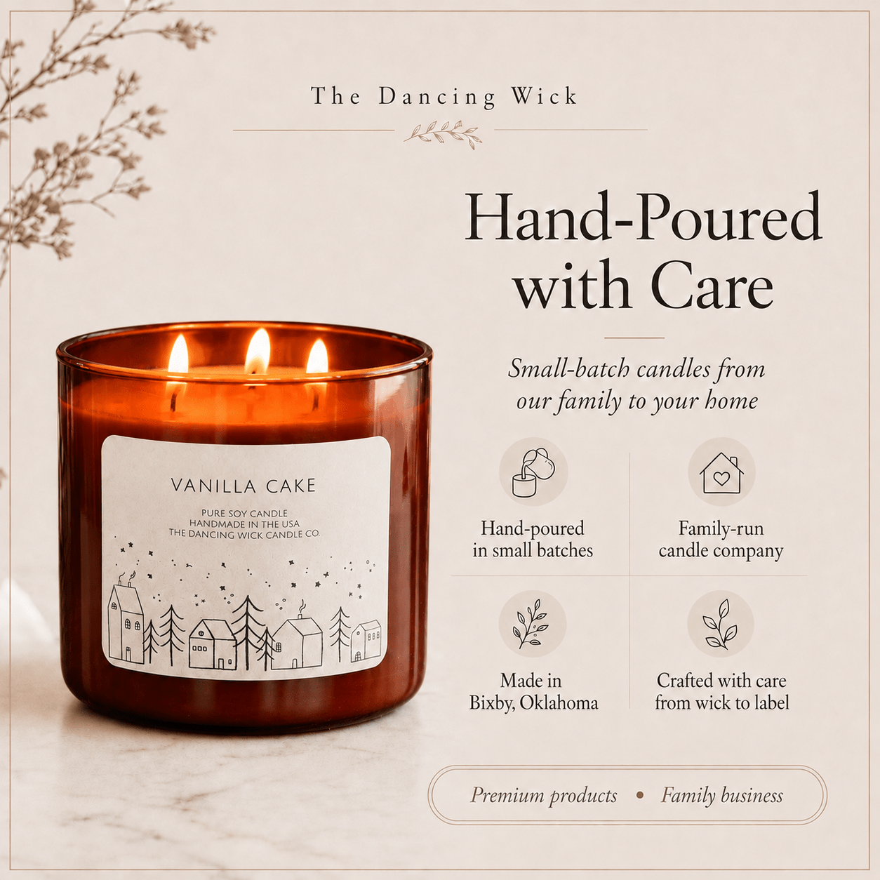 Vanilla Cake - 3 Wick Christmas Tumbler Candle - The Dancing Wick