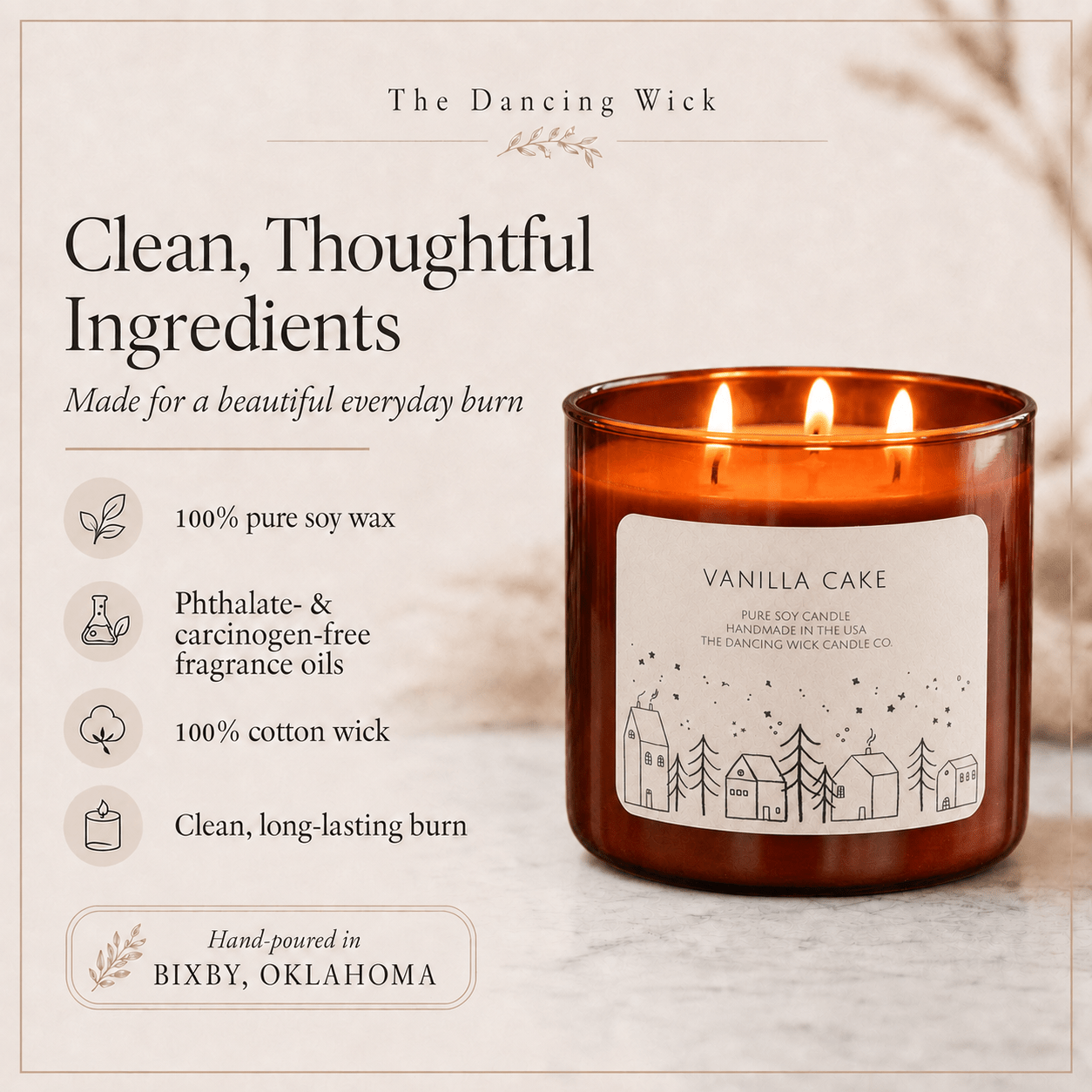 Vanilla Cake - 3 Wick Christmas Tumbler Candle - The Dancing Wick