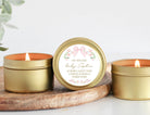 Vintage Floral & Bow Baby Shower Tin Favors, Personalized Poem, Set of 10 - The Dancing Wick