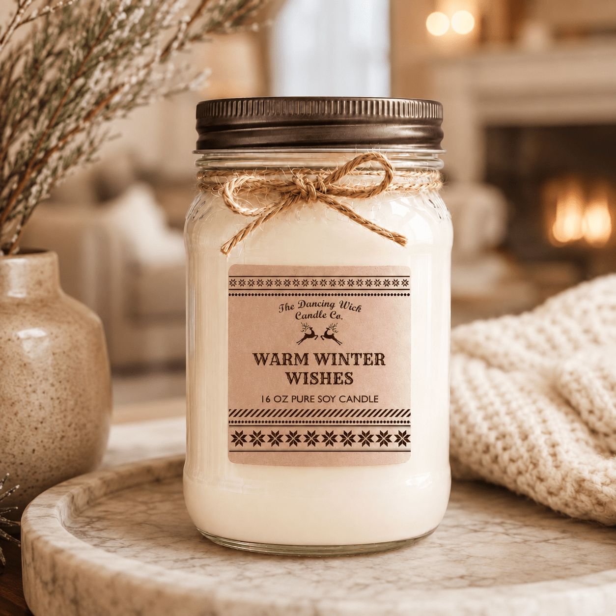 Warm Winter Wishes - Kraft Winter Candle - The Dancing Wick