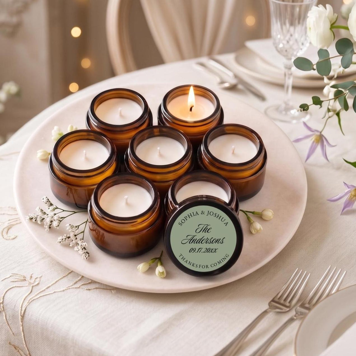 Wedding Thank You Ambers – Set of 10 - The Dancing Wick