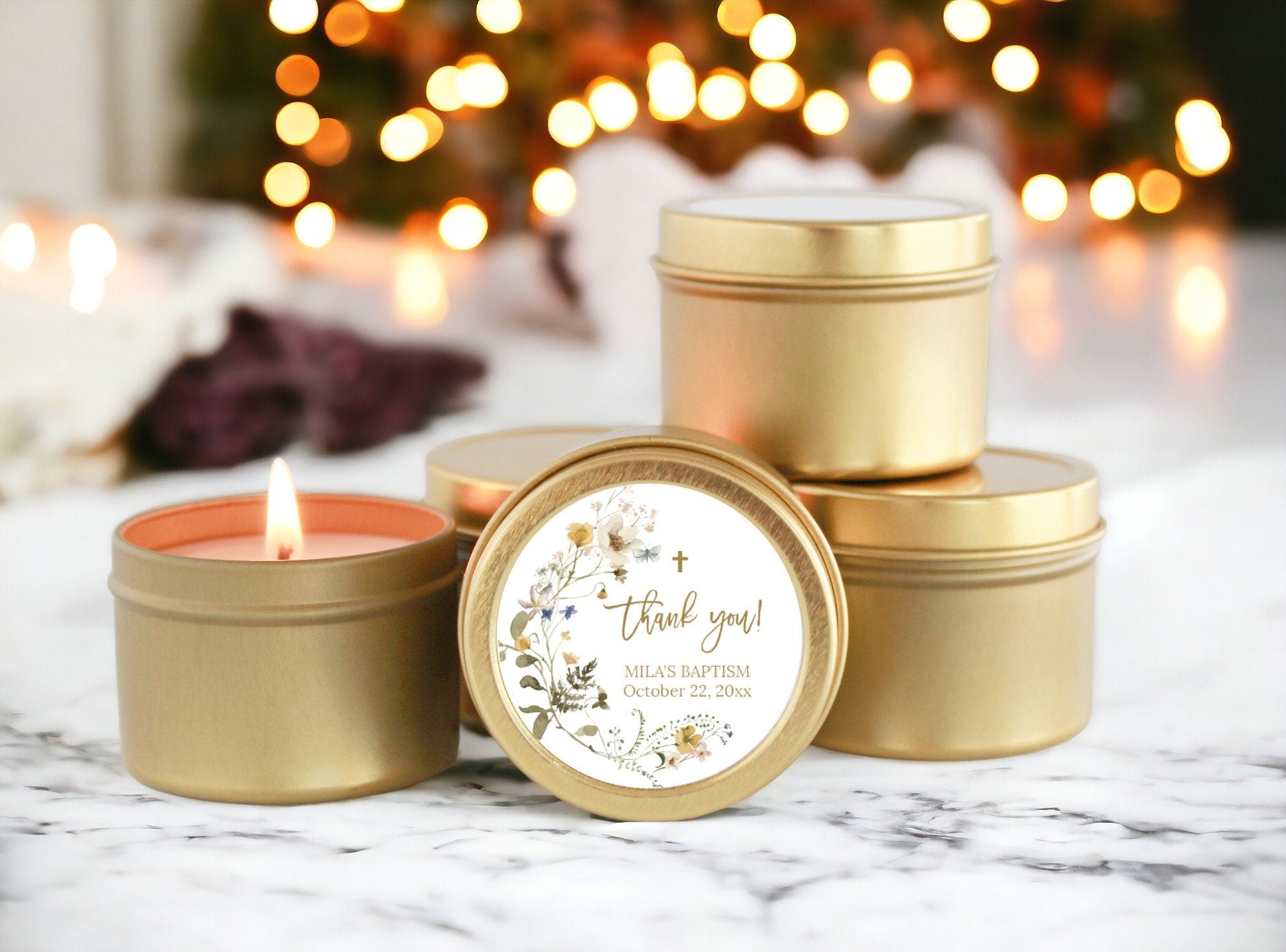 Wildflower Baptism Tins - Set of 10 - The Dancing Wick