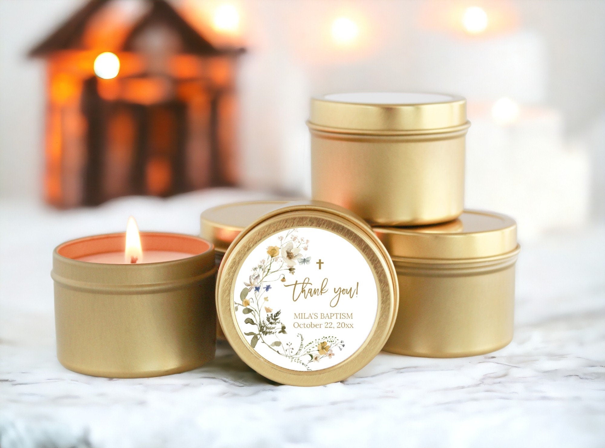 Wildflower Baptism Tins - Set of 10 - The Dancing Wick