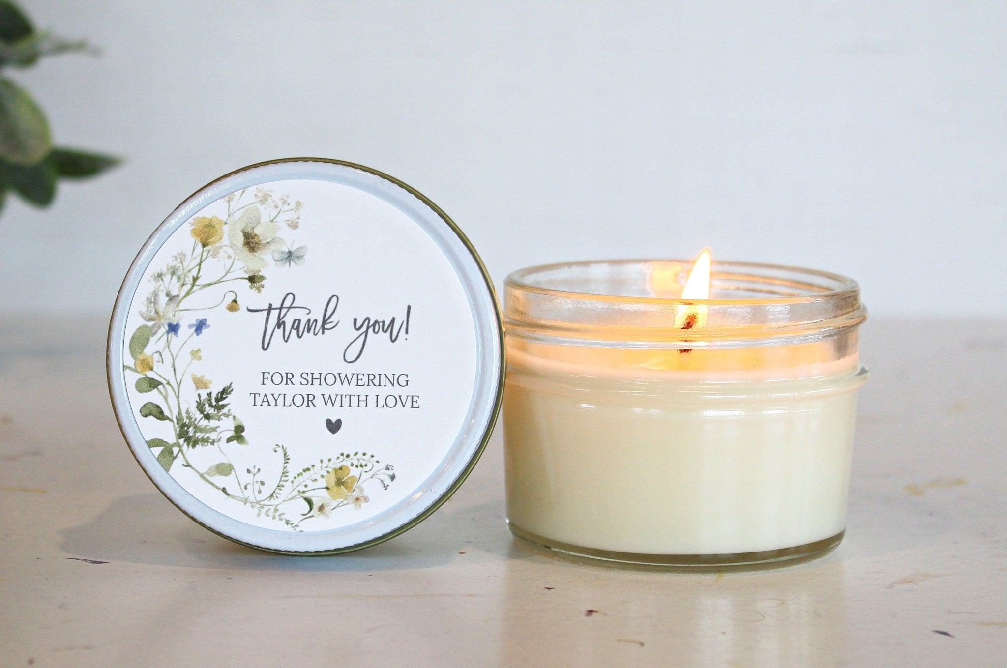 Wildflower Bridal Shower Favor Candles - The Dancing Wick