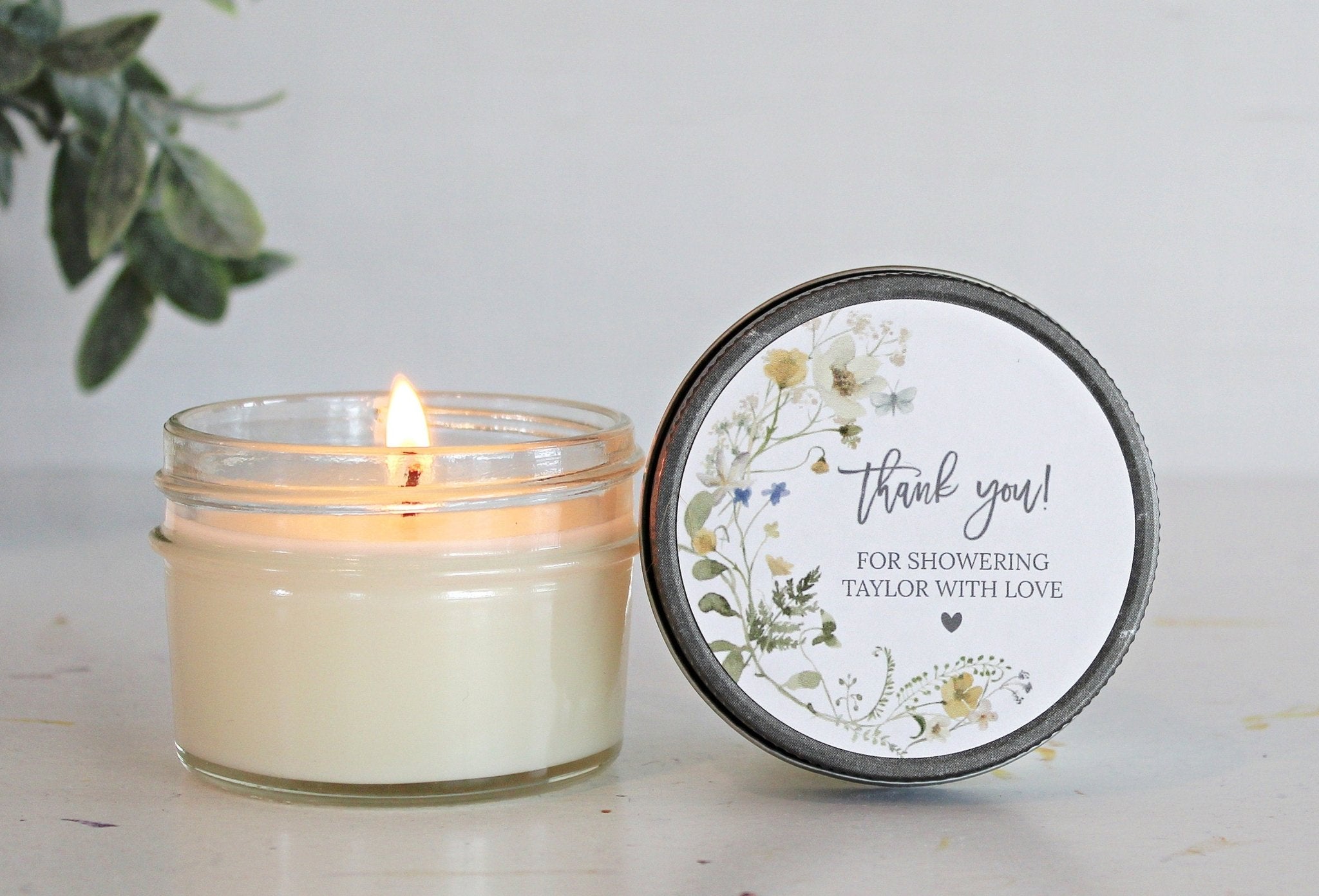 Wildflower Bridal Shower Favor Candles - The Dancing Wick