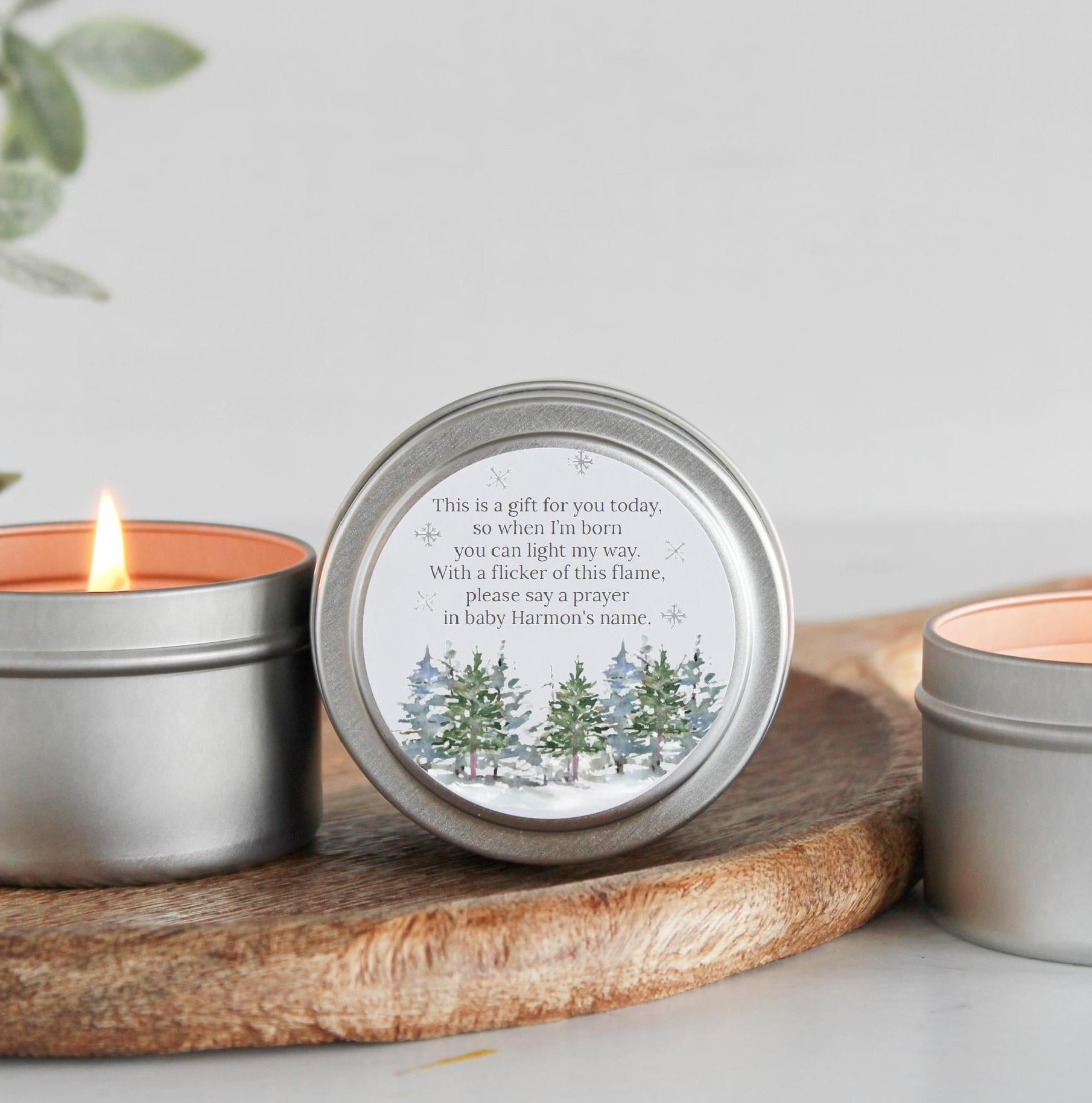 Winter Baby Shower Tins - Set of 10 - The Dancing Wick