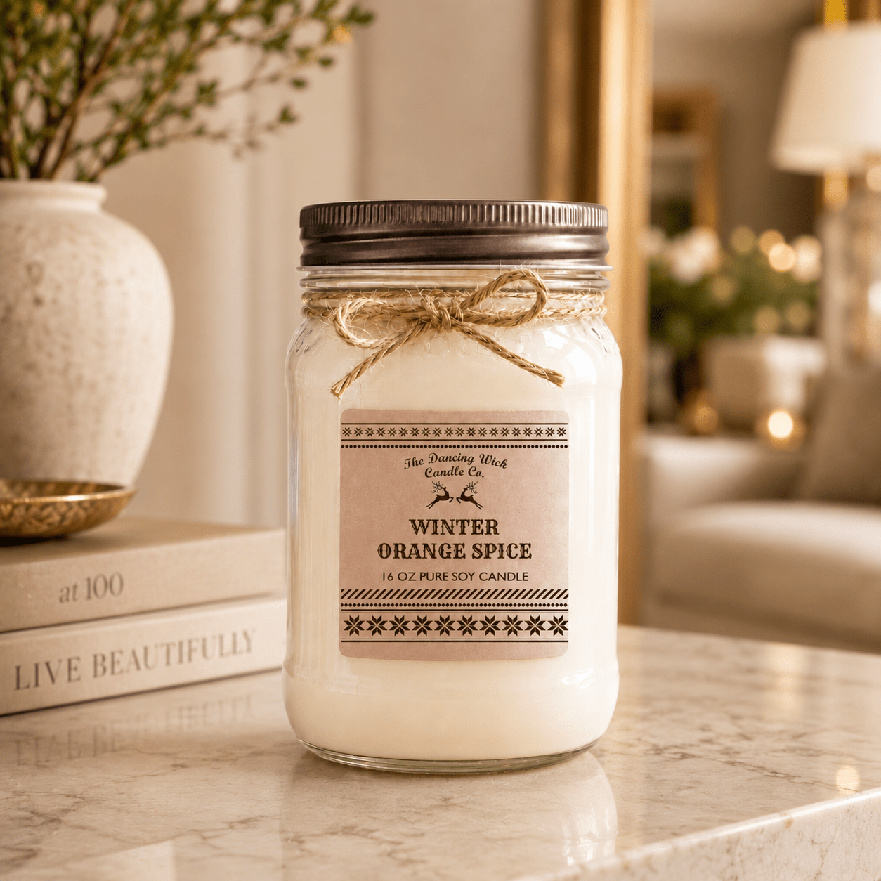 Winter Orange Spice - Kraft Winter Candle - The Dancing Wick