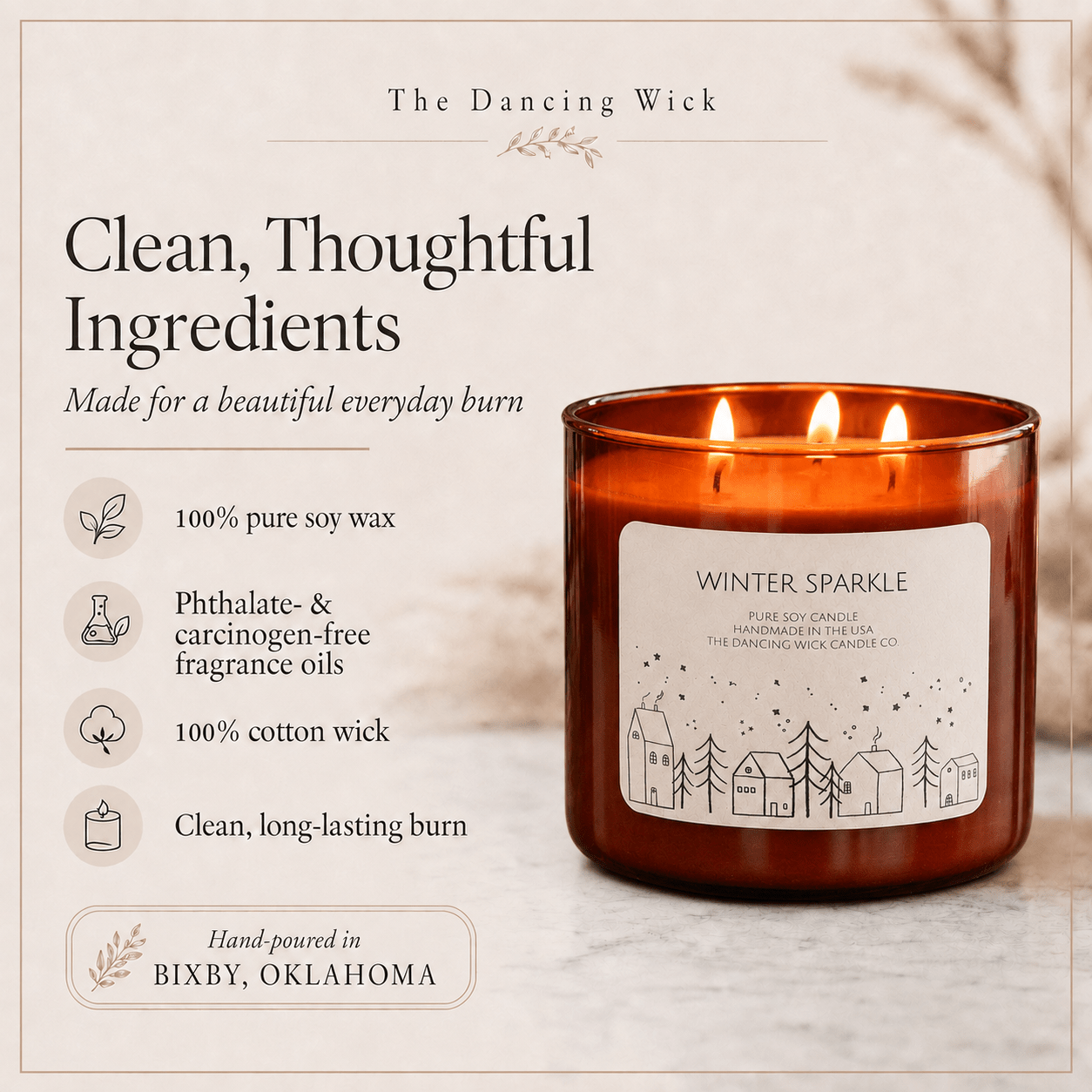 Winter Sparkle - 3 Wick Christmas Tumbler Candle - The Dancing Wick